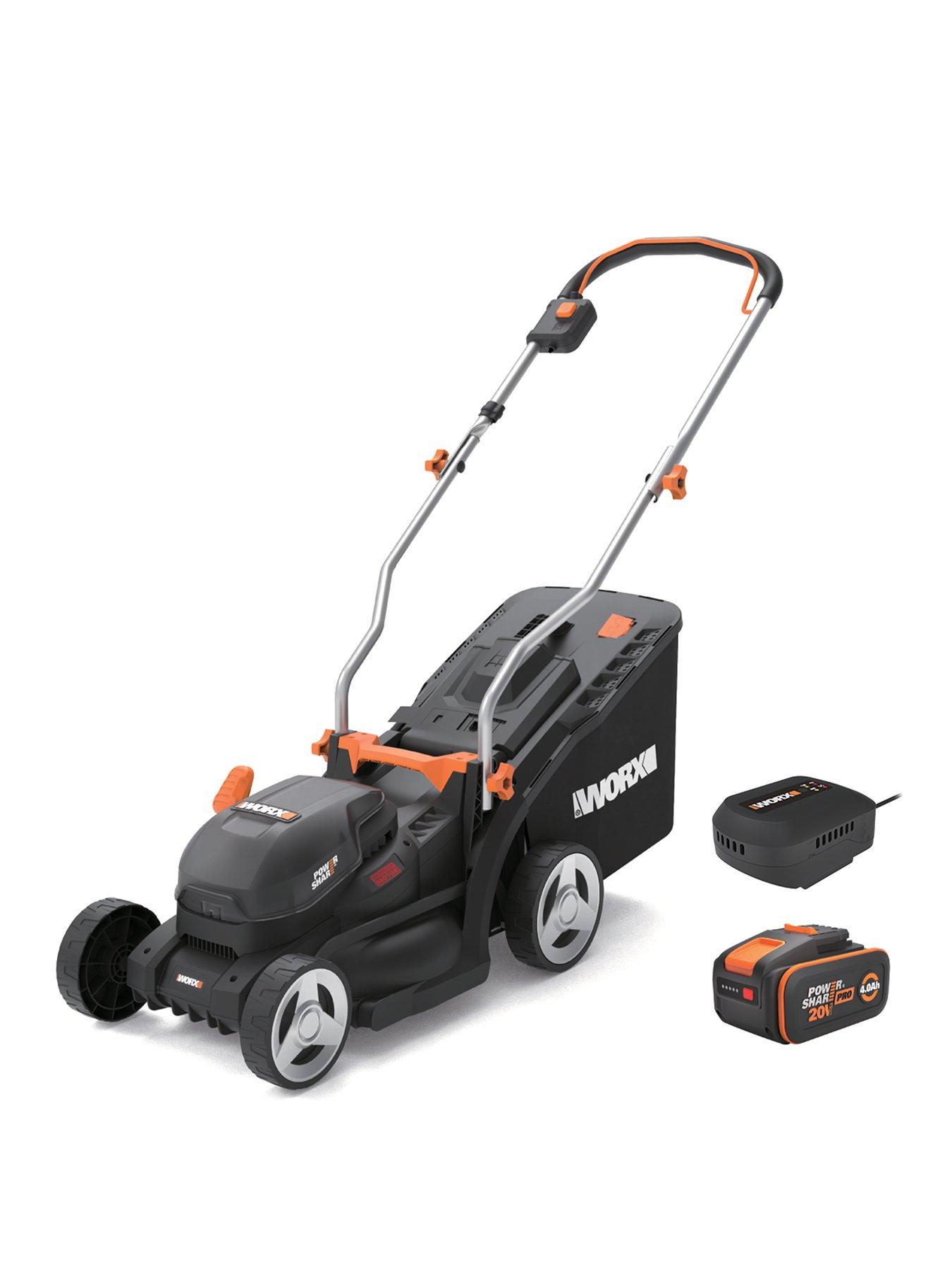 Image 1 of 6 of Worx 20V PowerShare 33cm Cordless Brushless Lawn Mower 200m2 with x1 4.0Ah Battery &amp; Charger