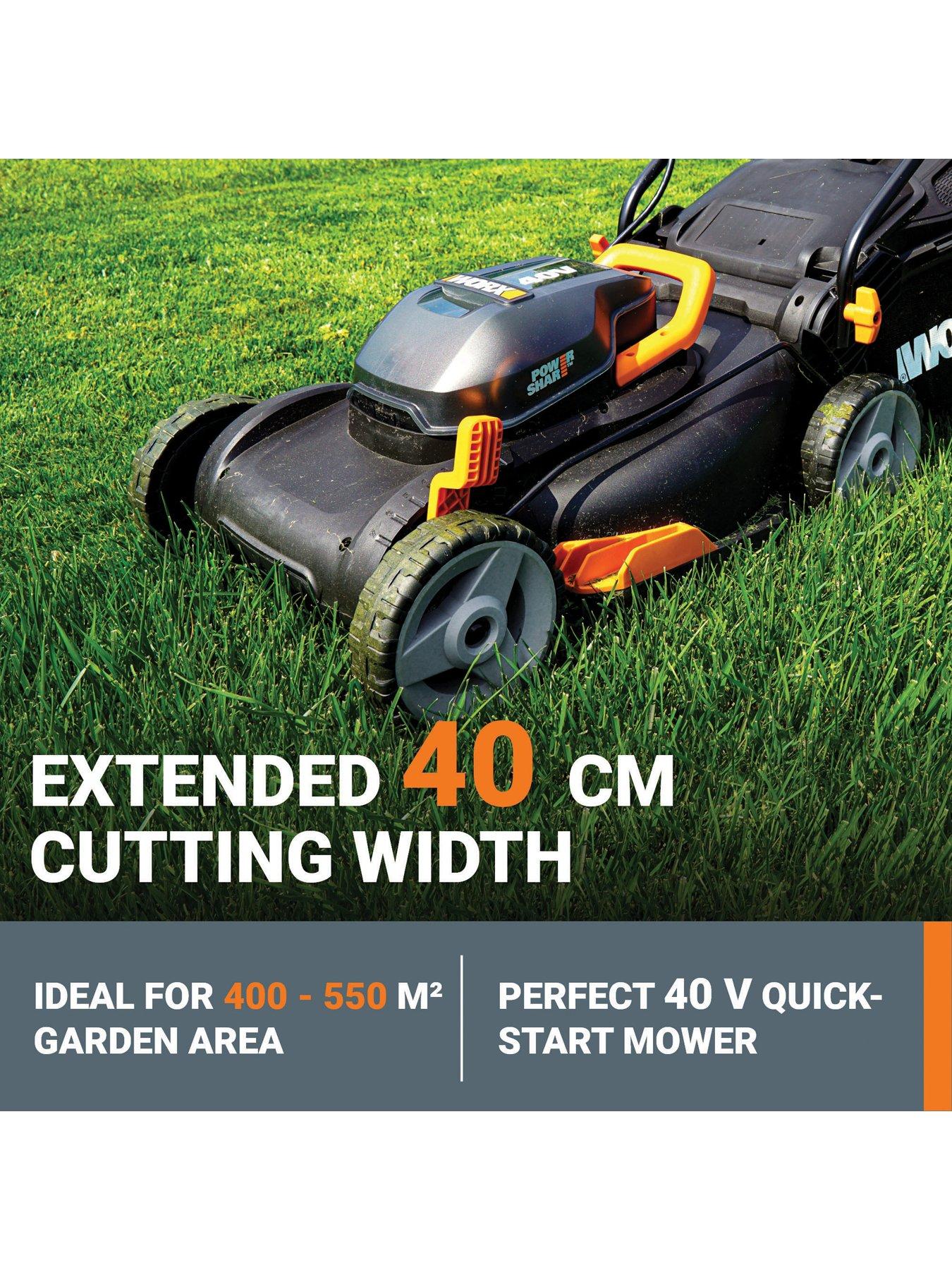  image of worx-40v-40cm-cordless-lawn-mower-550m2-with-x2-40ah-batteries-amp-charger