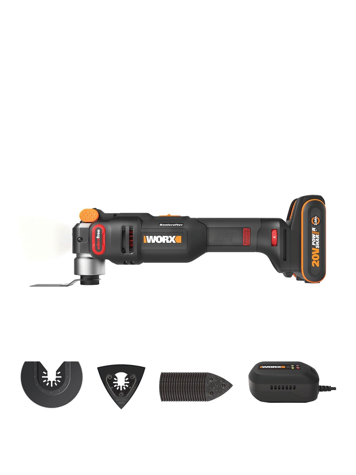 Worx 20V PowerShare Cordless Brushless Oscillating Multi Tool with x1 2.0Ah Battery  &  Charger