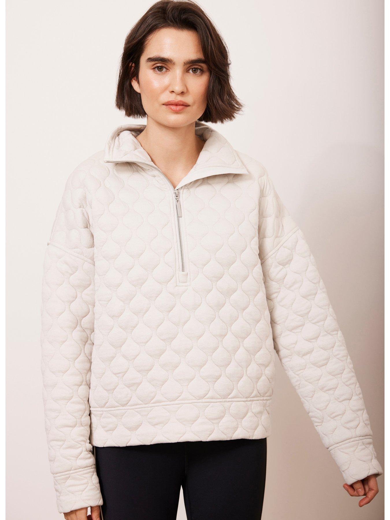undefined Quilted Zip Sweat - Ivory