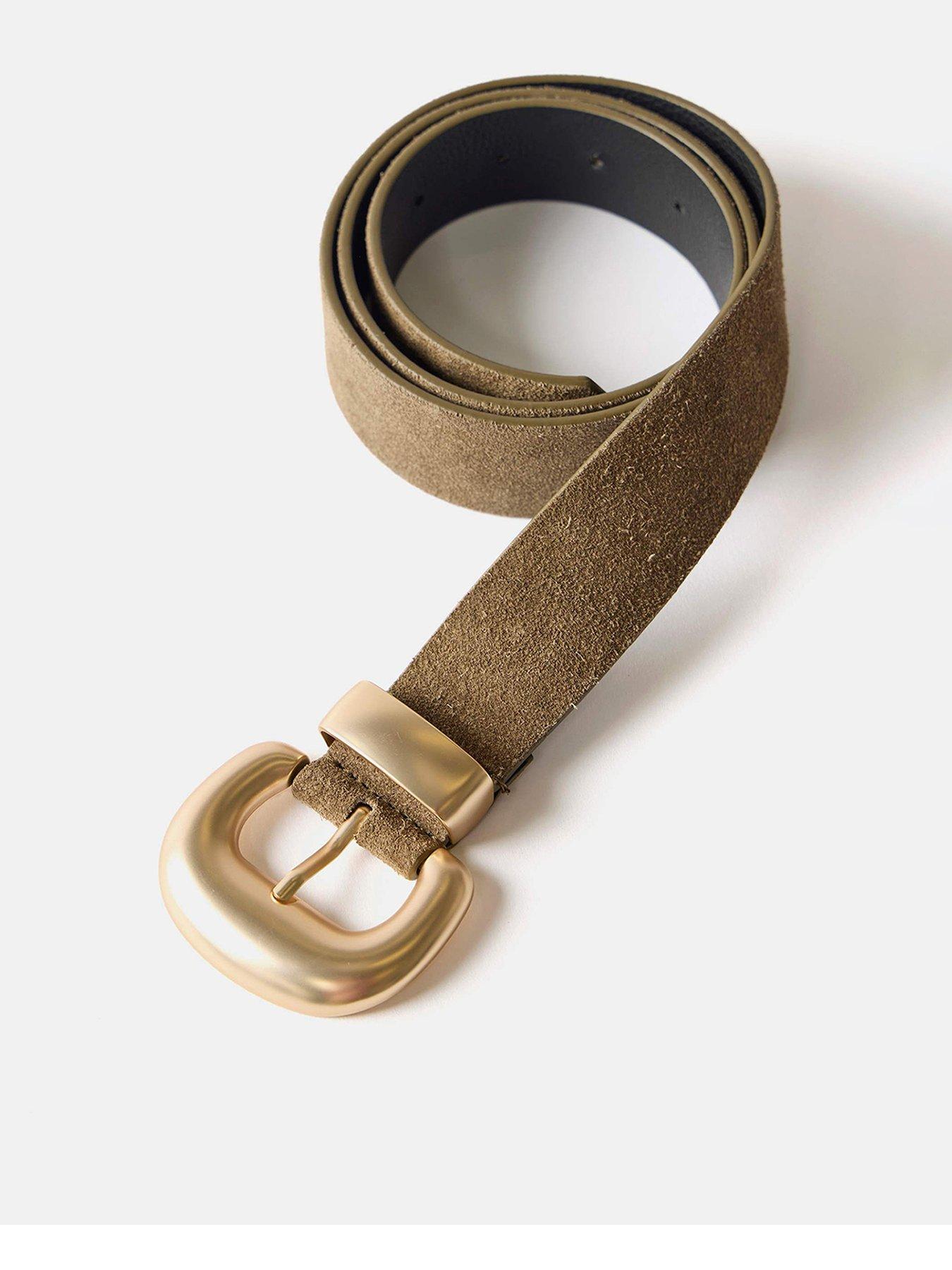 undefined Khaki Suede Wide Belt