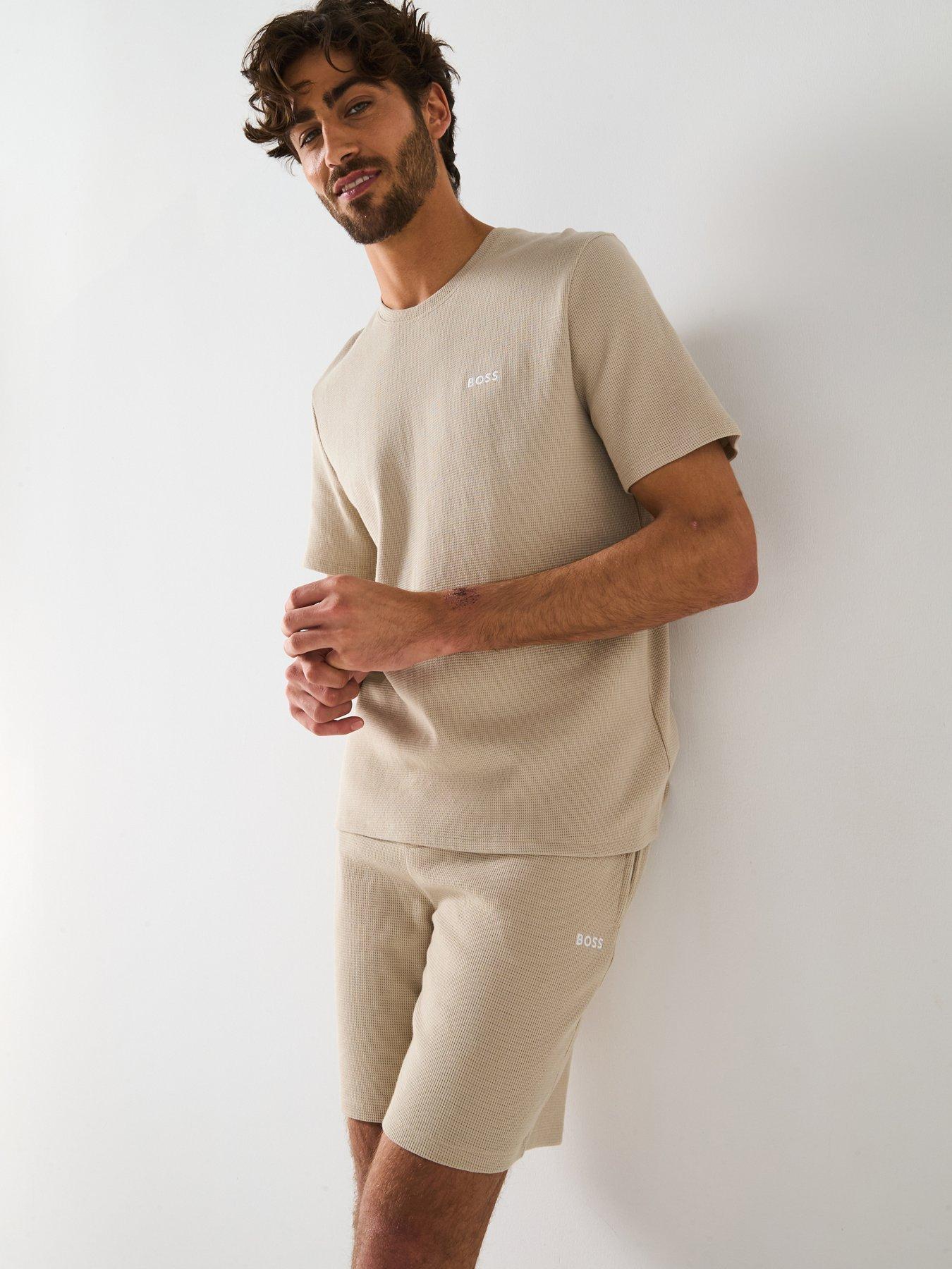  image of boss-waffle-loungewear-t-shirt--light-beige