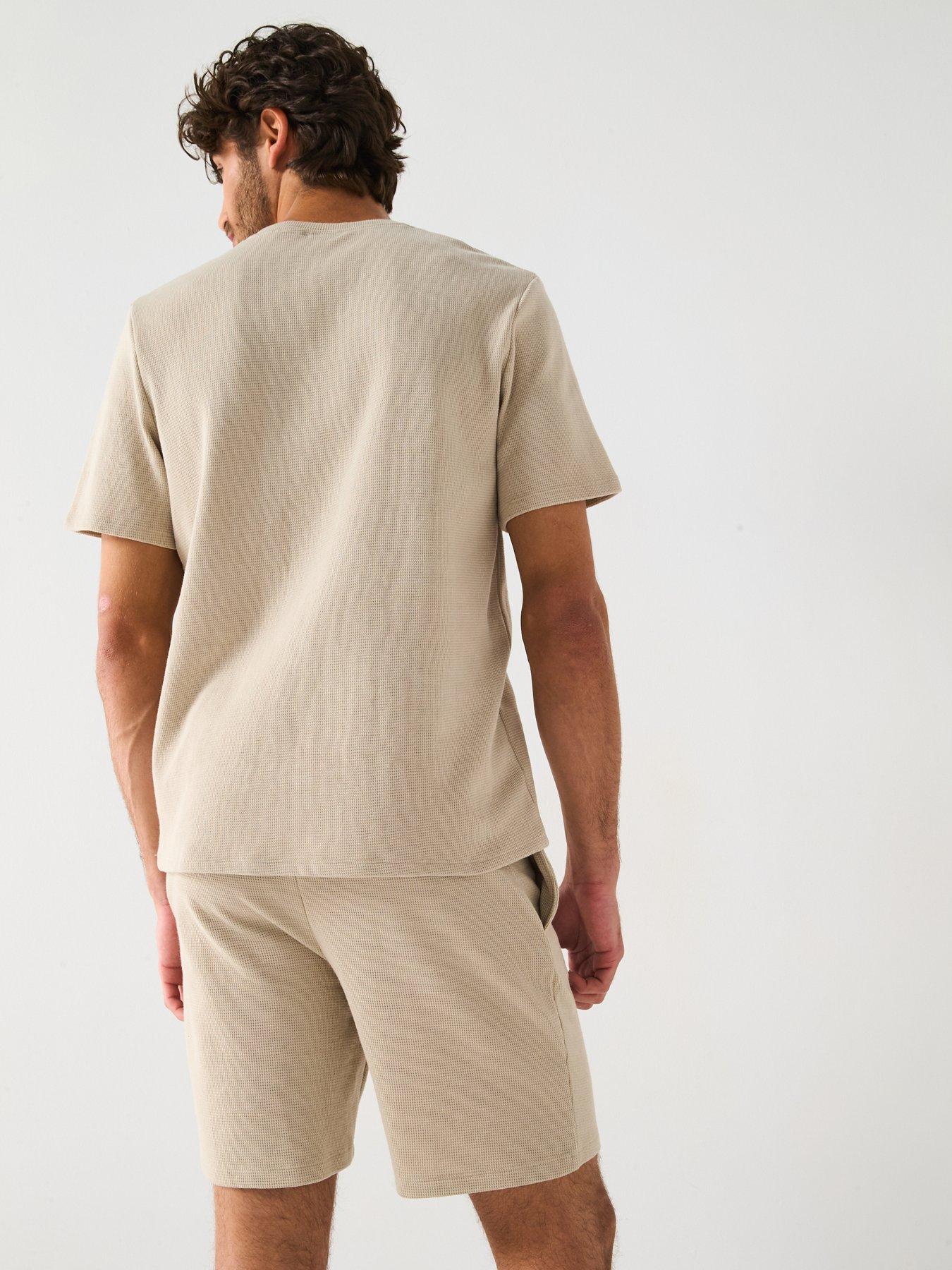  image of boss-waffle-loungewear-t-shirt--light-beige