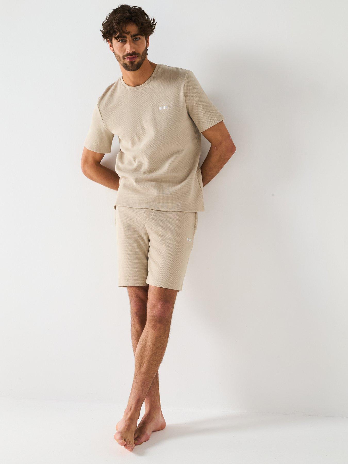  image of boss-waffle-loungewear-t-shirt--light-beige