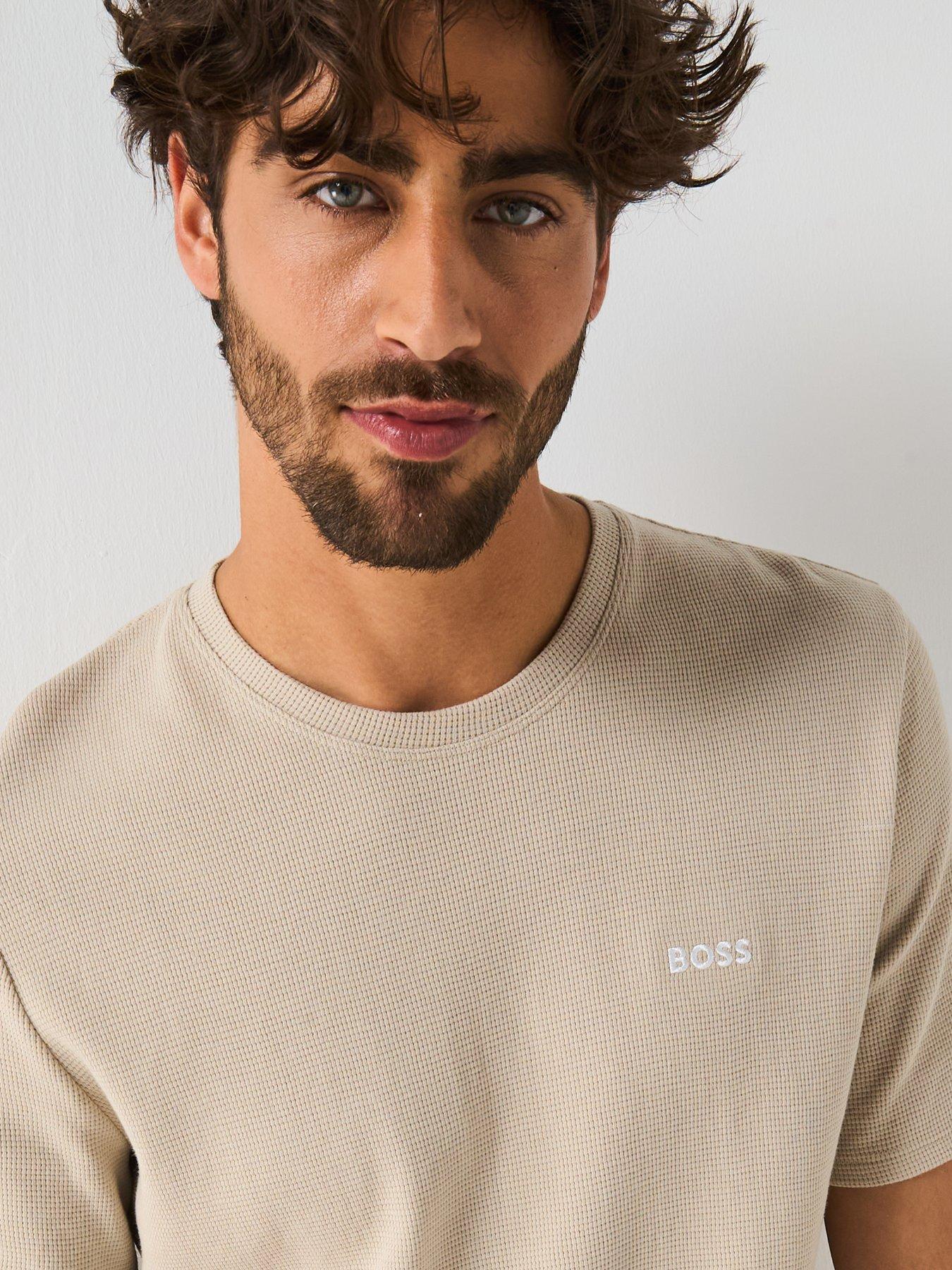  image of boss-waffle-loungewear-t-shirt--light-beige