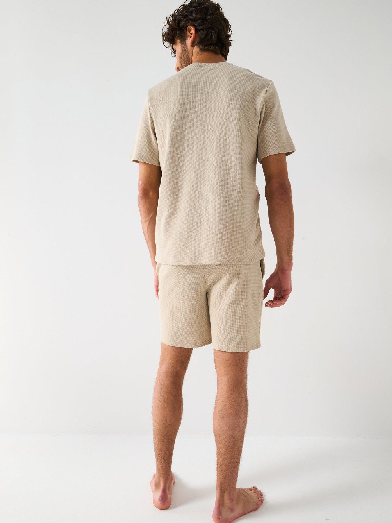  image of boss-waffle-loungewear-t-shirt--light-beige