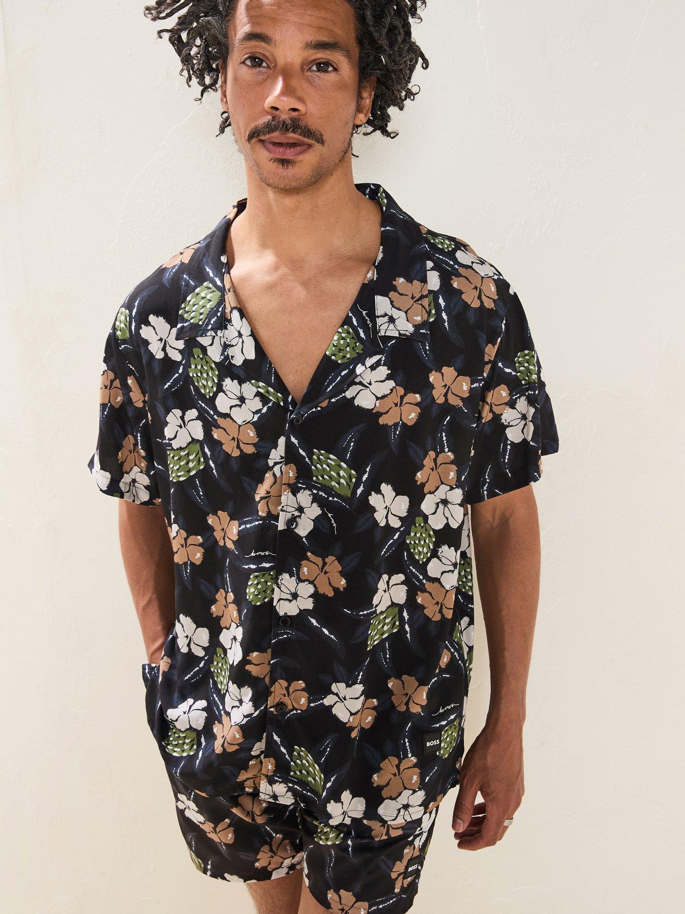 boss-floral-printed-beach-shirt-black