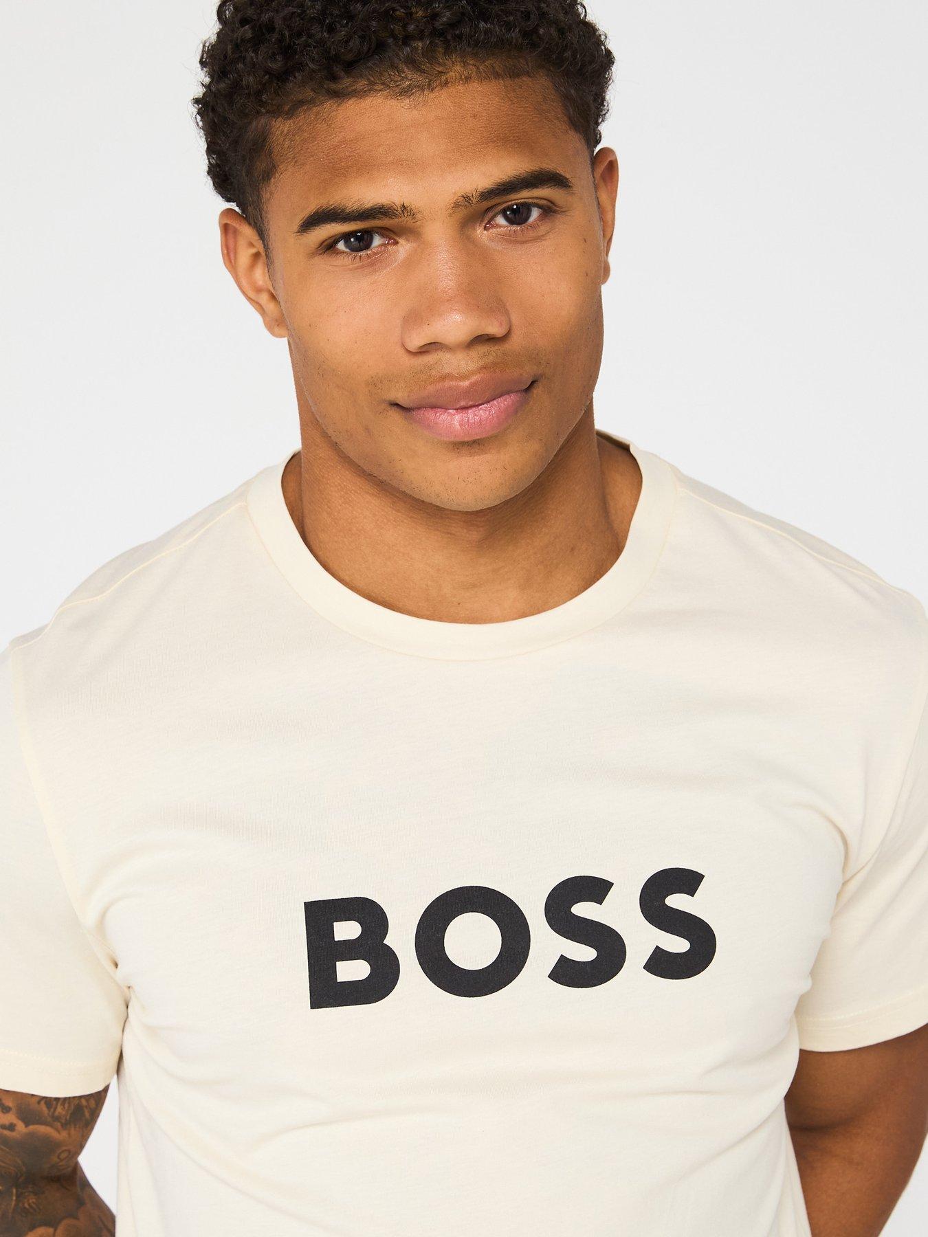 BOSS Chest Logo Crew Neck T-Shirt - White | Littlewoods