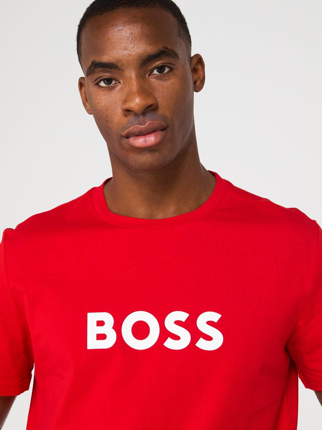  image of boss-chest-logo-crew-neck-t-shirt-red