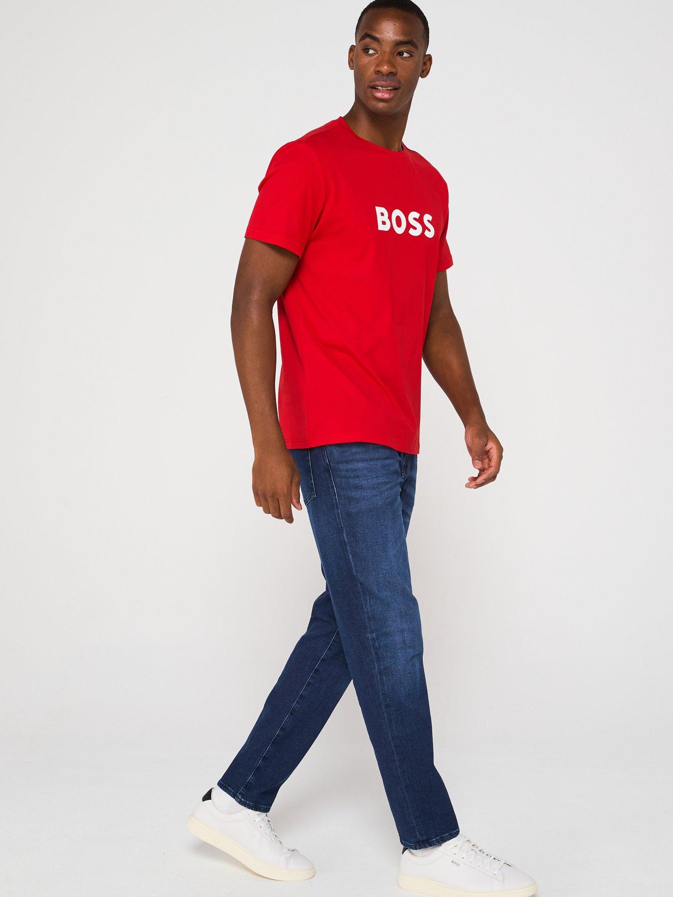  image of boss-chest-logo-crew-neck-t-shirt-red