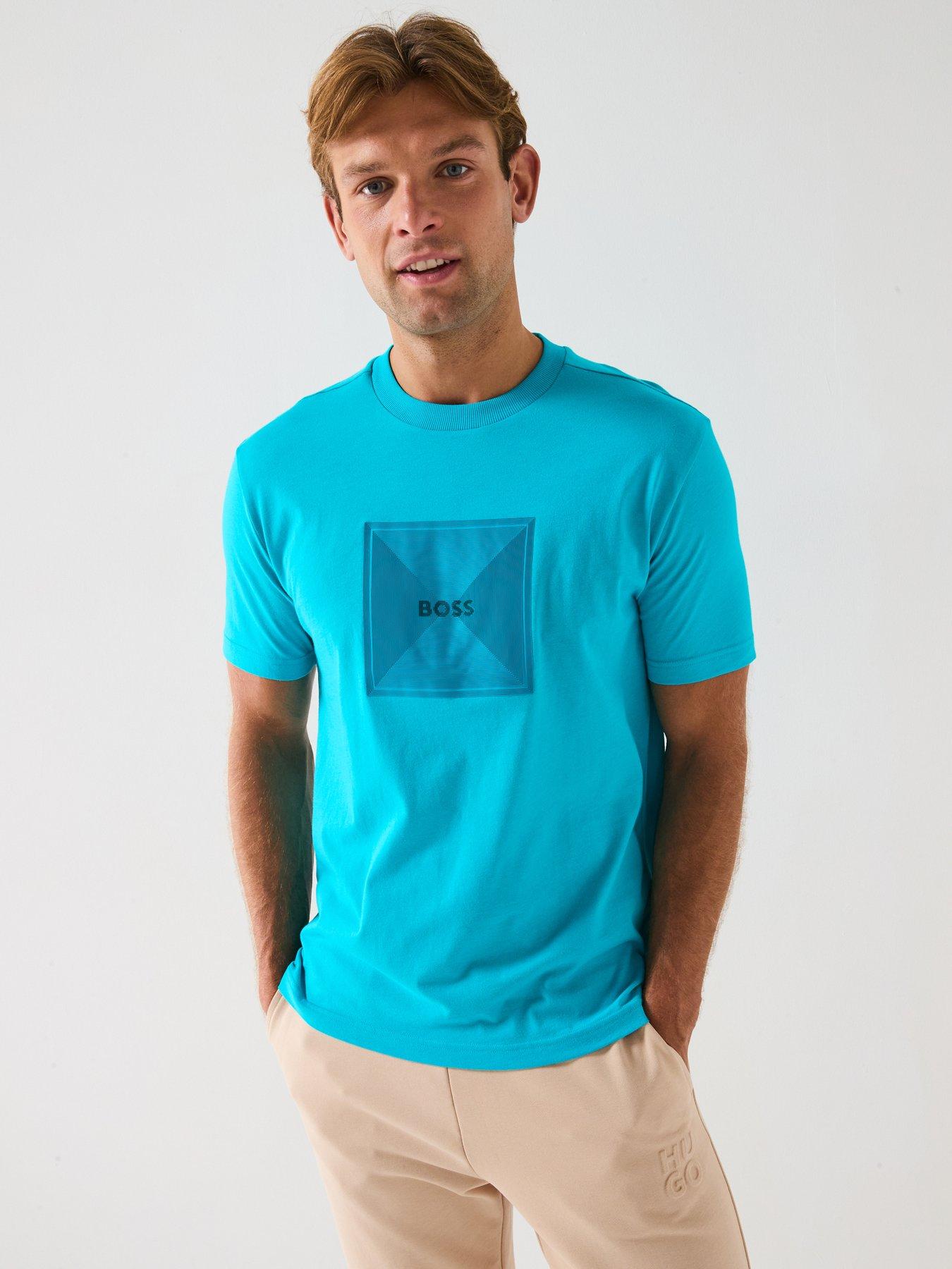 undefined Tee Logo Ribbed Neck Regular Fit T-Shirt-Light Blue - Light/Pastel Blue