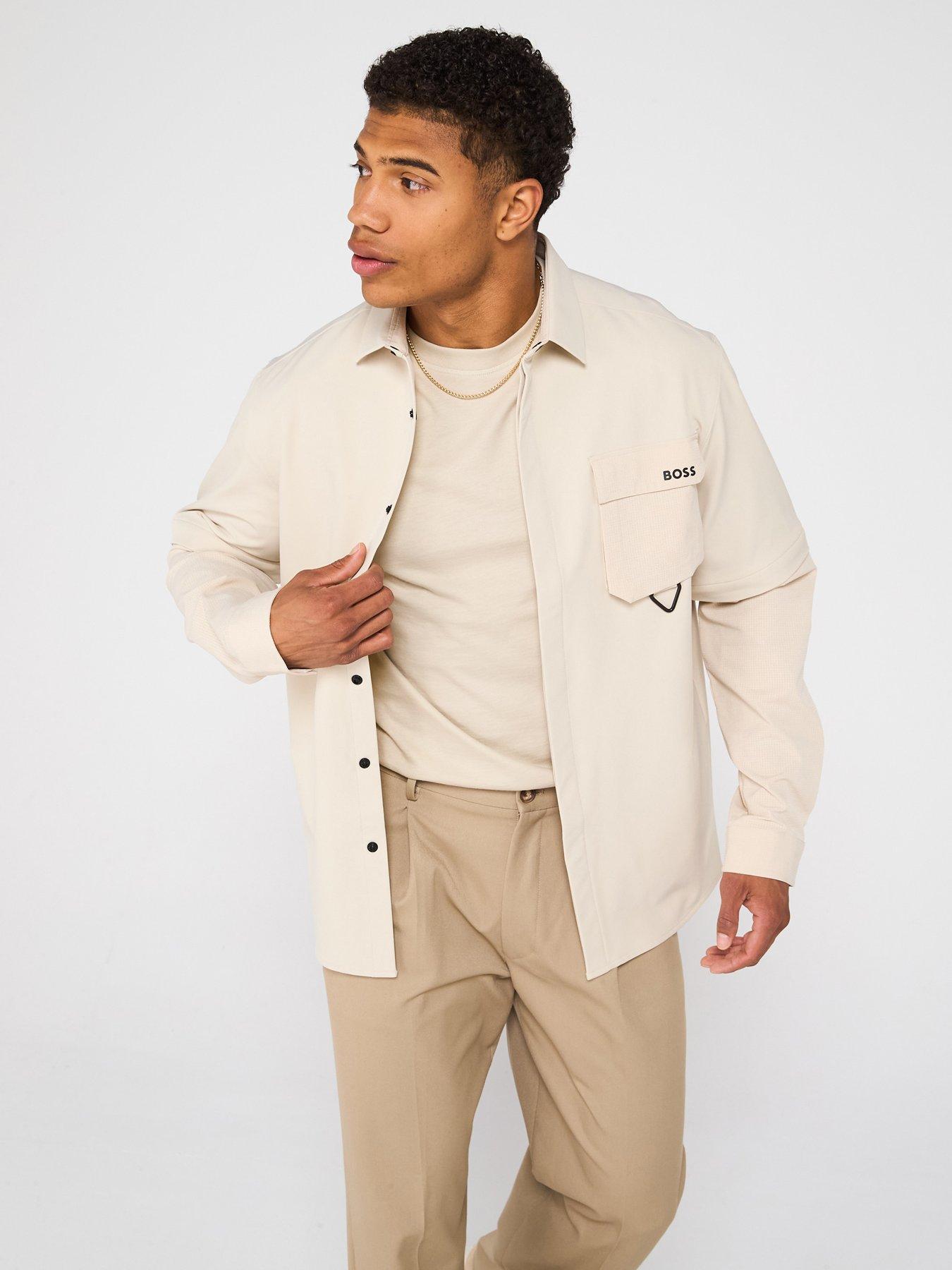  image of boss-zip-sleeve-regular-fit-overshirt--light-beige