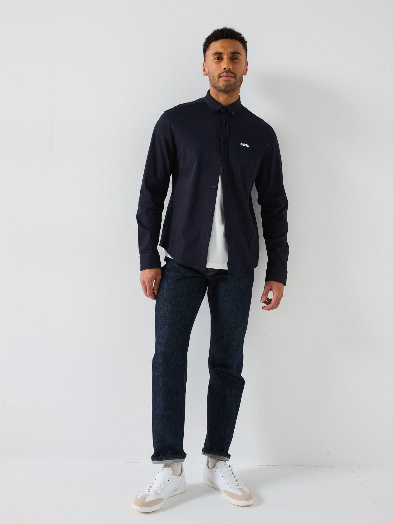 image of boss-b-motion-regular-fit-shirt-dark-blue
