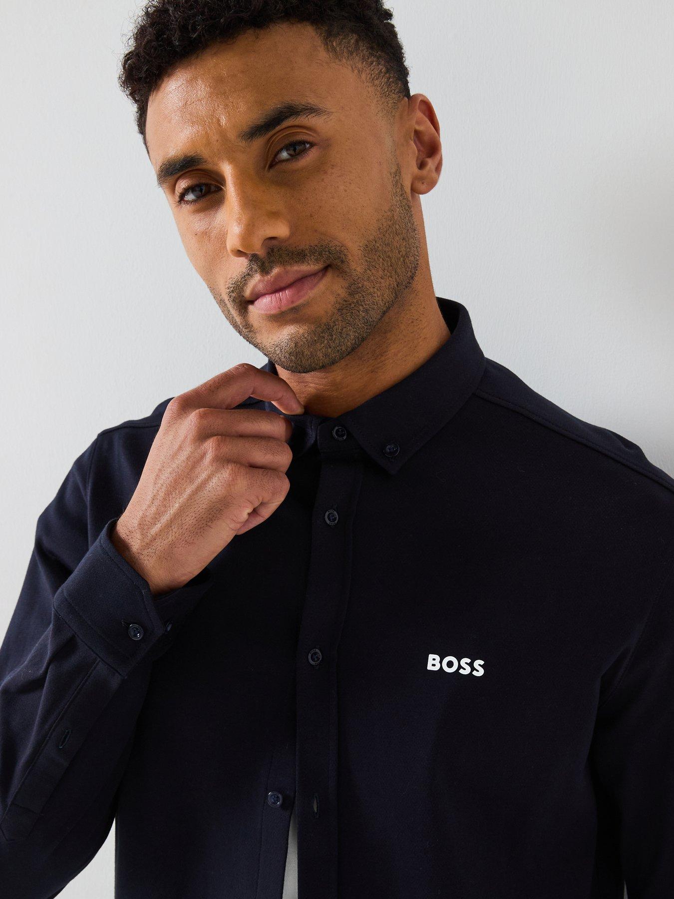  image of boss-b-motion-regular-fit-shirt-dark-blue