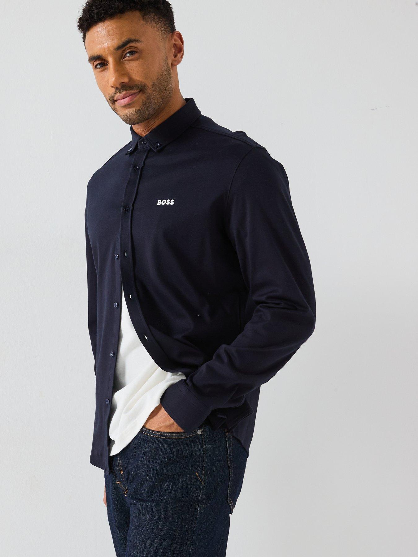  image of boss-b-motion-regular-fit-shirt-dark-blue