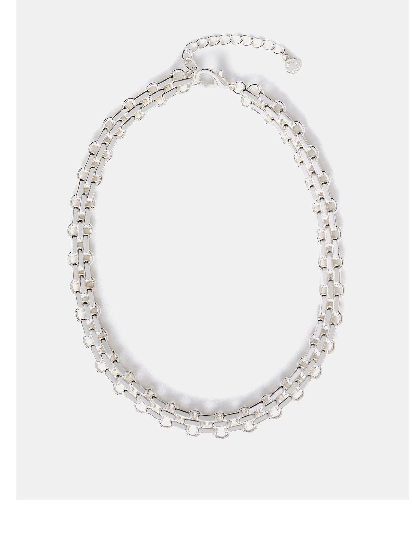 mint-velvet-silver-tone-short-chain-necklace-silver