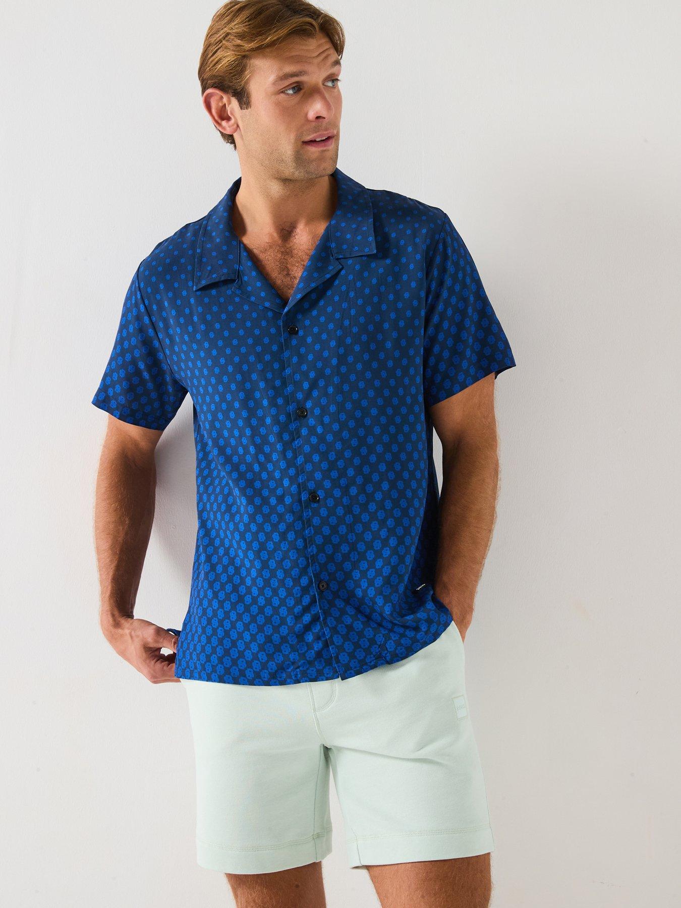 undefined Allover Print Beach Shirt - Blue