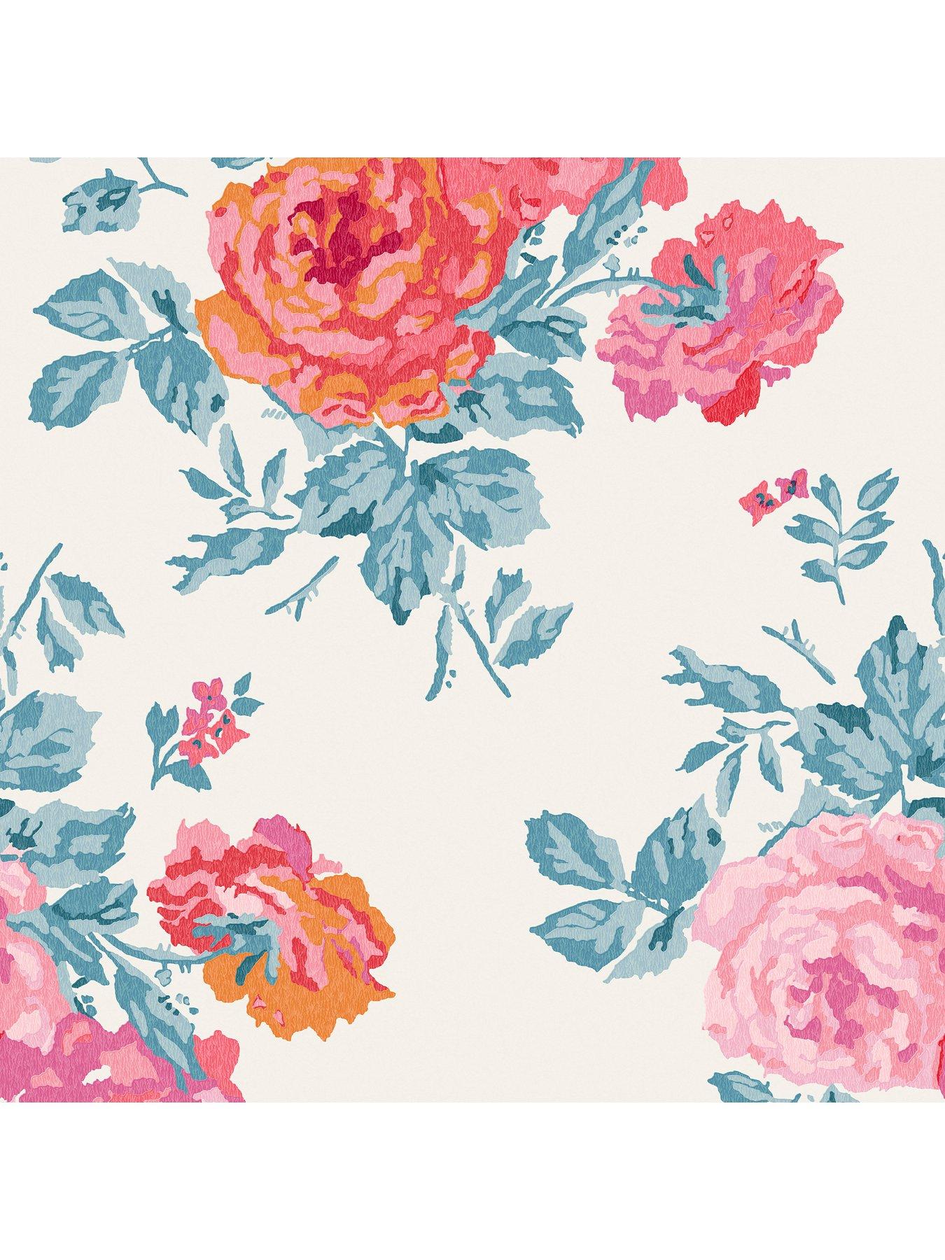  image of cath-kidston-archive-rose-blue-amp-pink-wallpaper