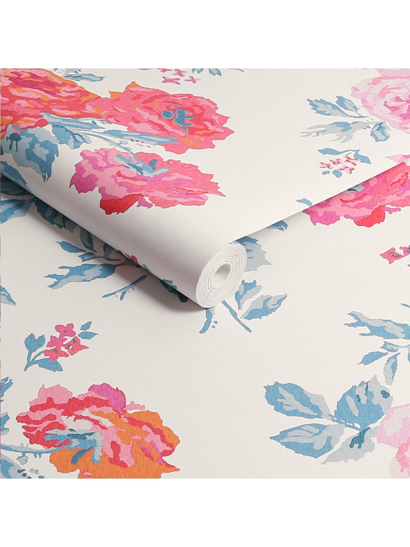  image of cath-kidston-archive-rose-blue-amp-pink-wallpaper
