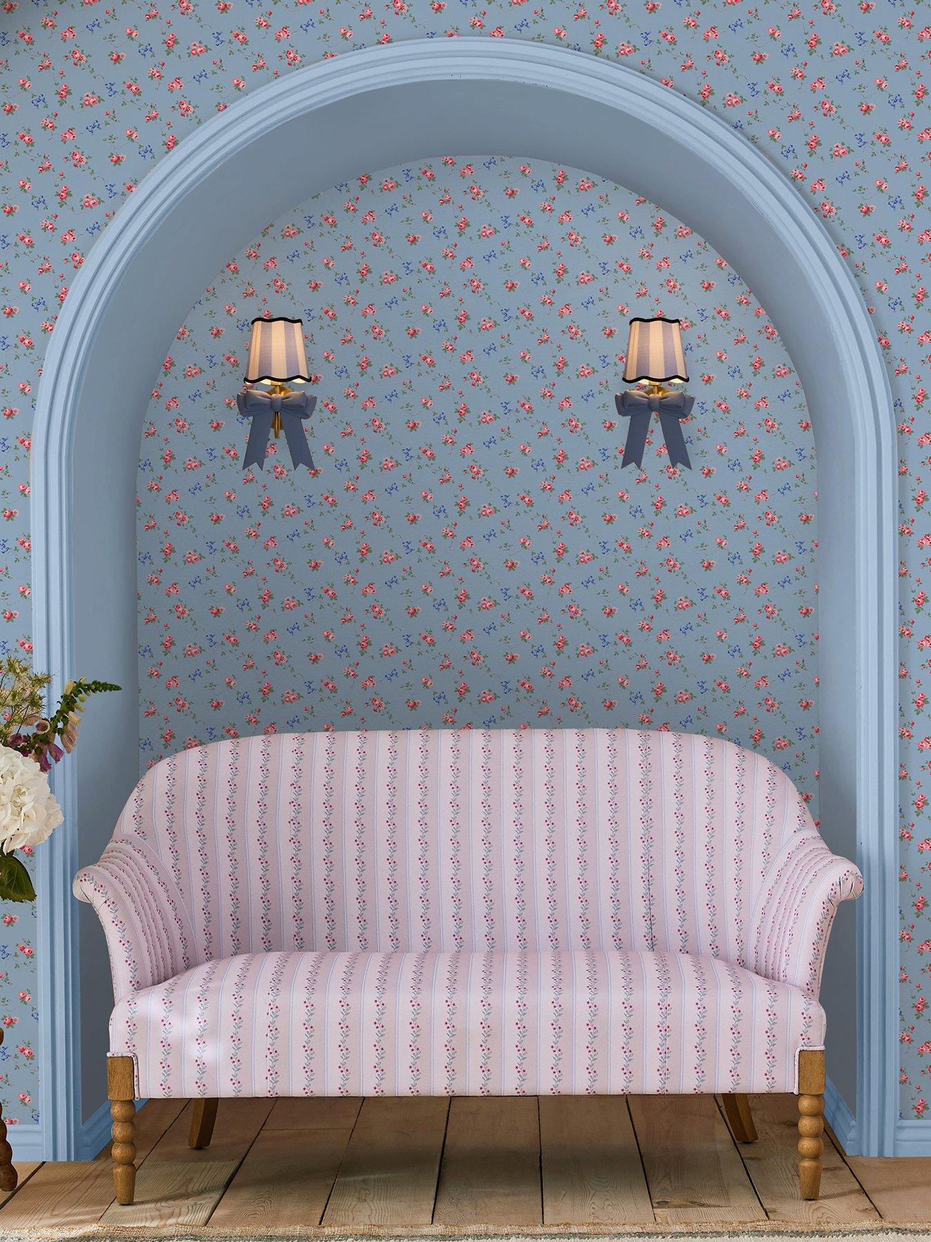  image of cath-kidston-rose-bows-blue-wallpaper