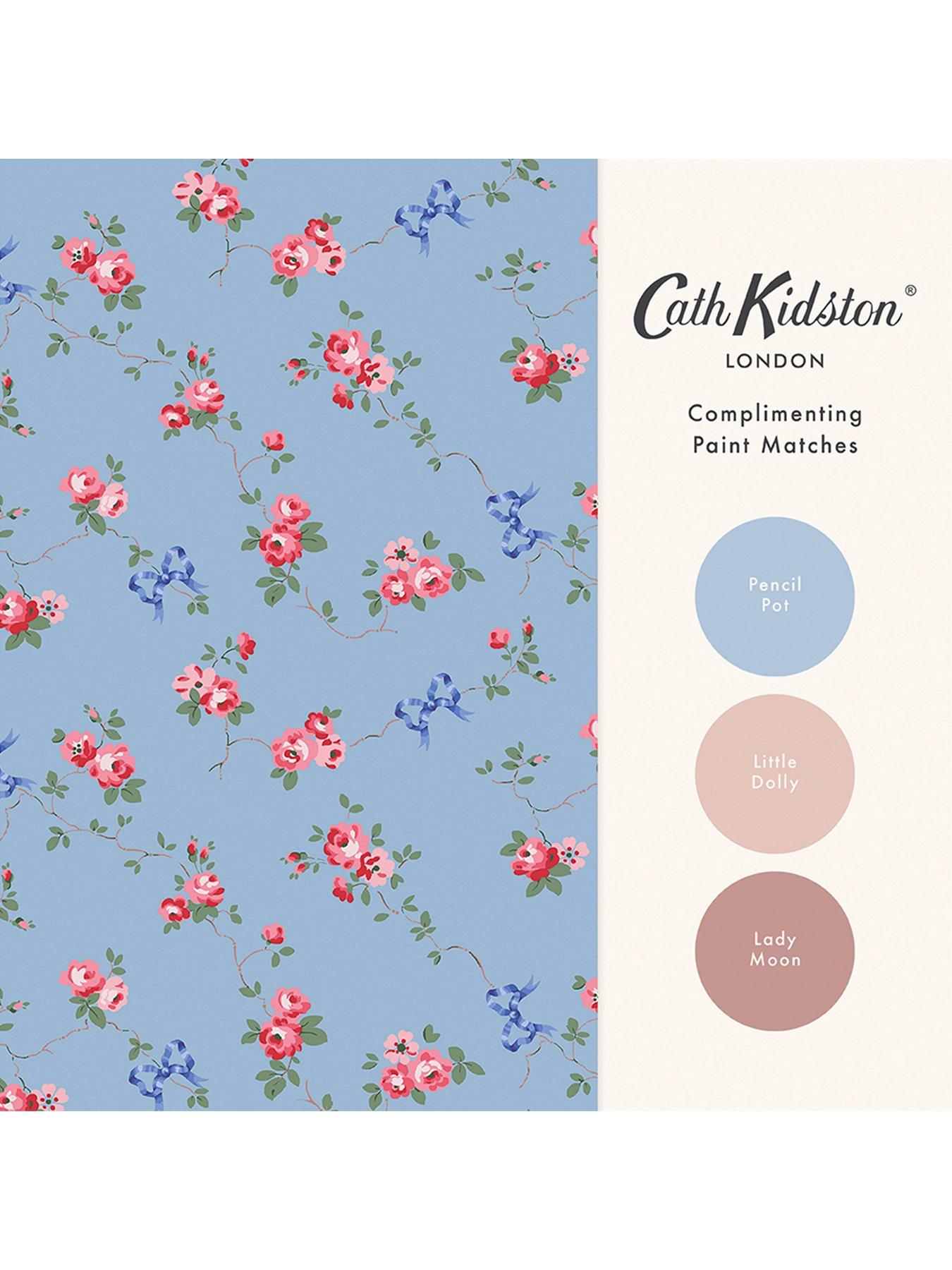  image of cath-kidston-rose-bows-blue-wallpaper