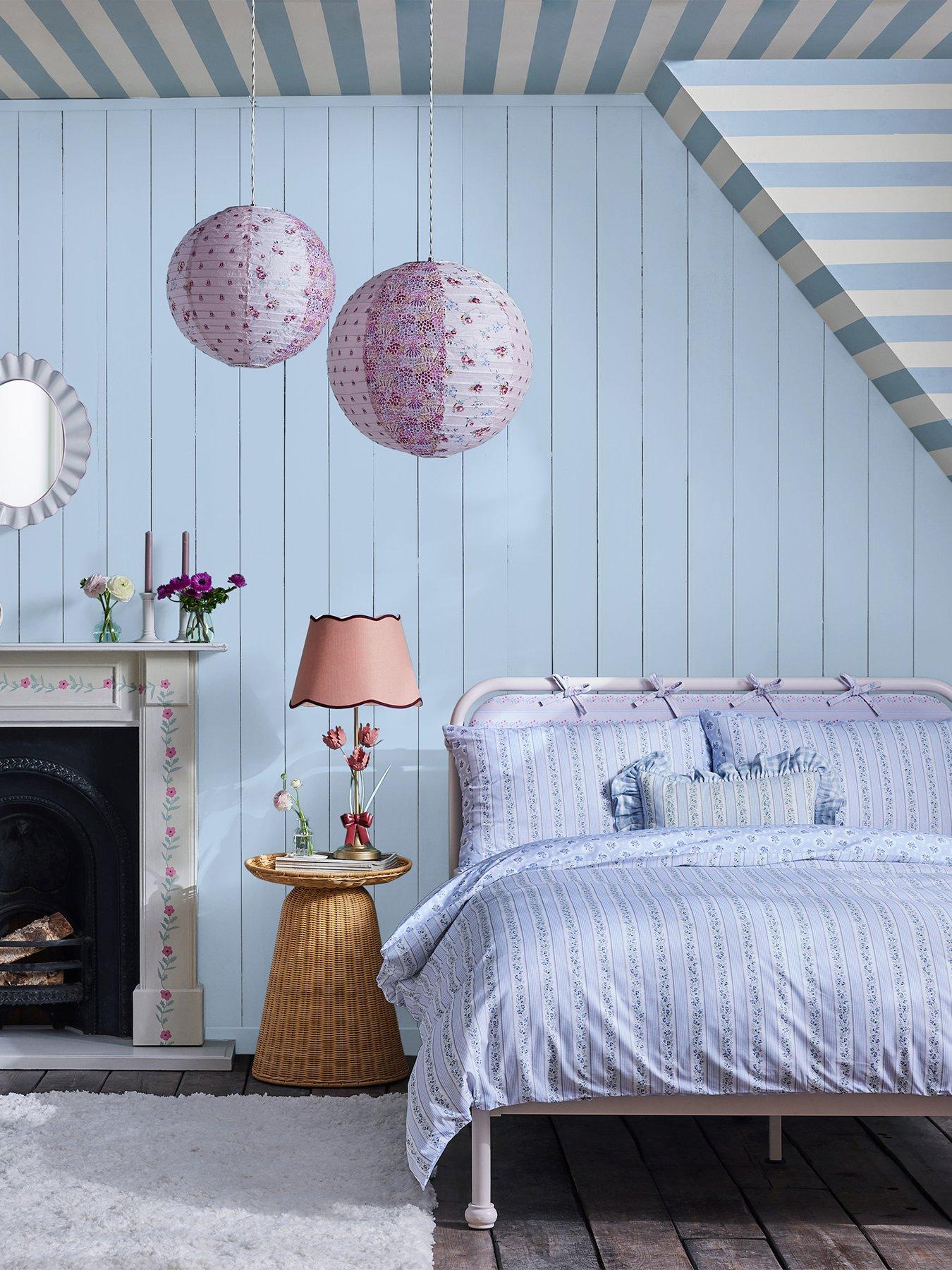  image of cath-kidston-canopy-stripe-blue-wallpaper