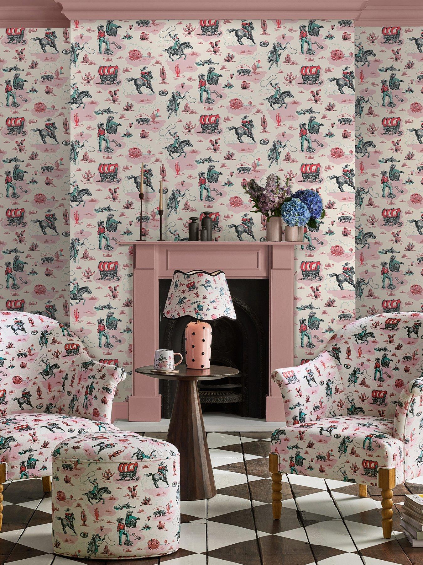  image of cath-kidston-cowgirls-pink-wallpaper