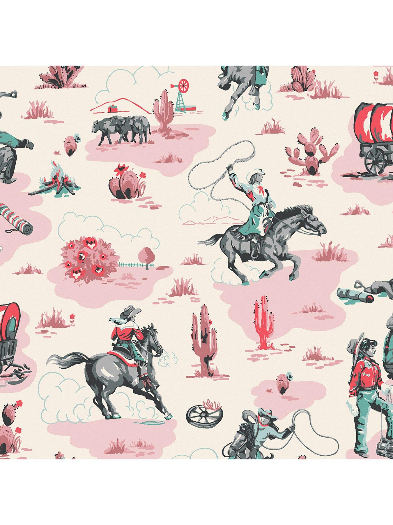  image of cath-kidston-cowgirls-pink-wallpaper