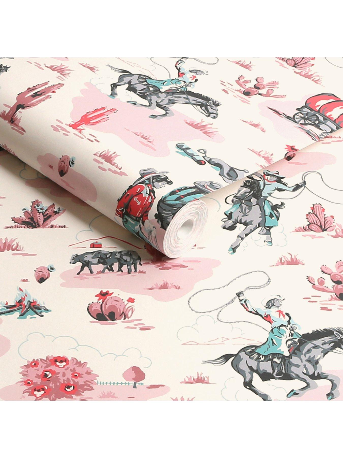  image of cath-kidston-cowgirls-pink-wallpaper