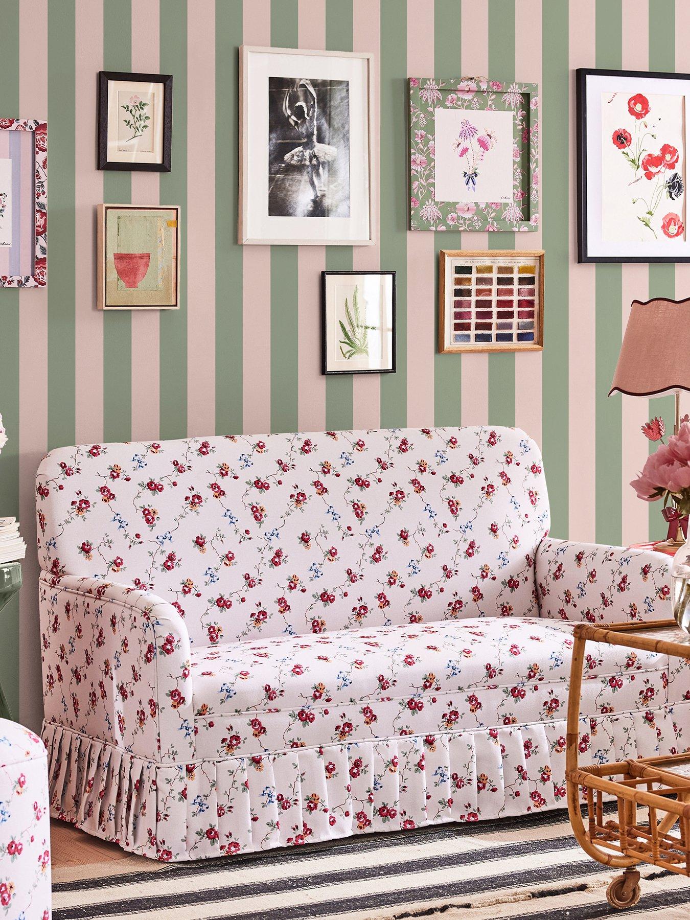 Cath Kidston Canopy Stripe Green  &  Pink Wallpaper