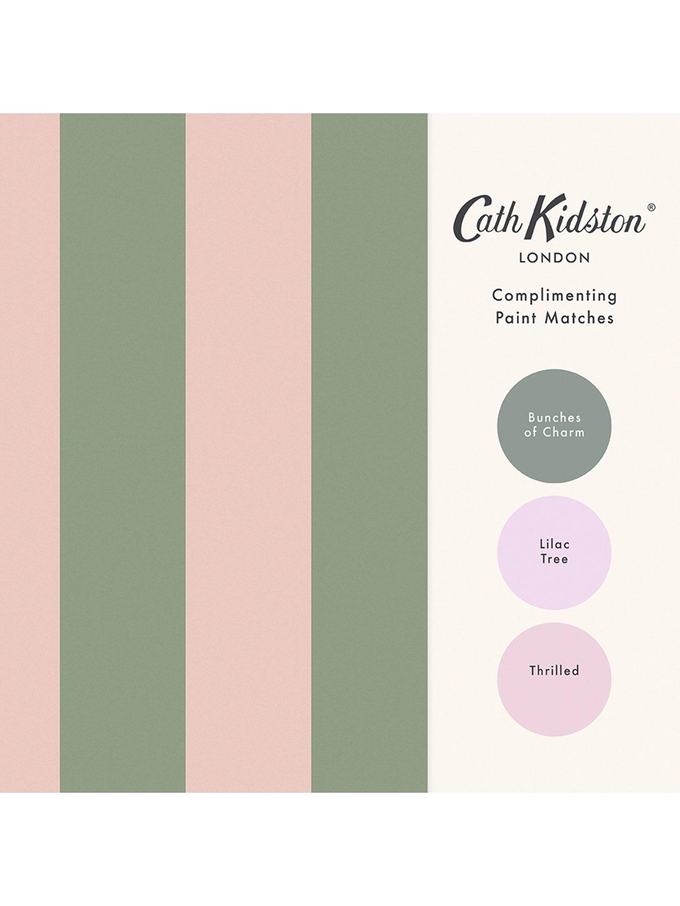  image of cath-kidston-canopy-stripe-green-pink-wallpaper