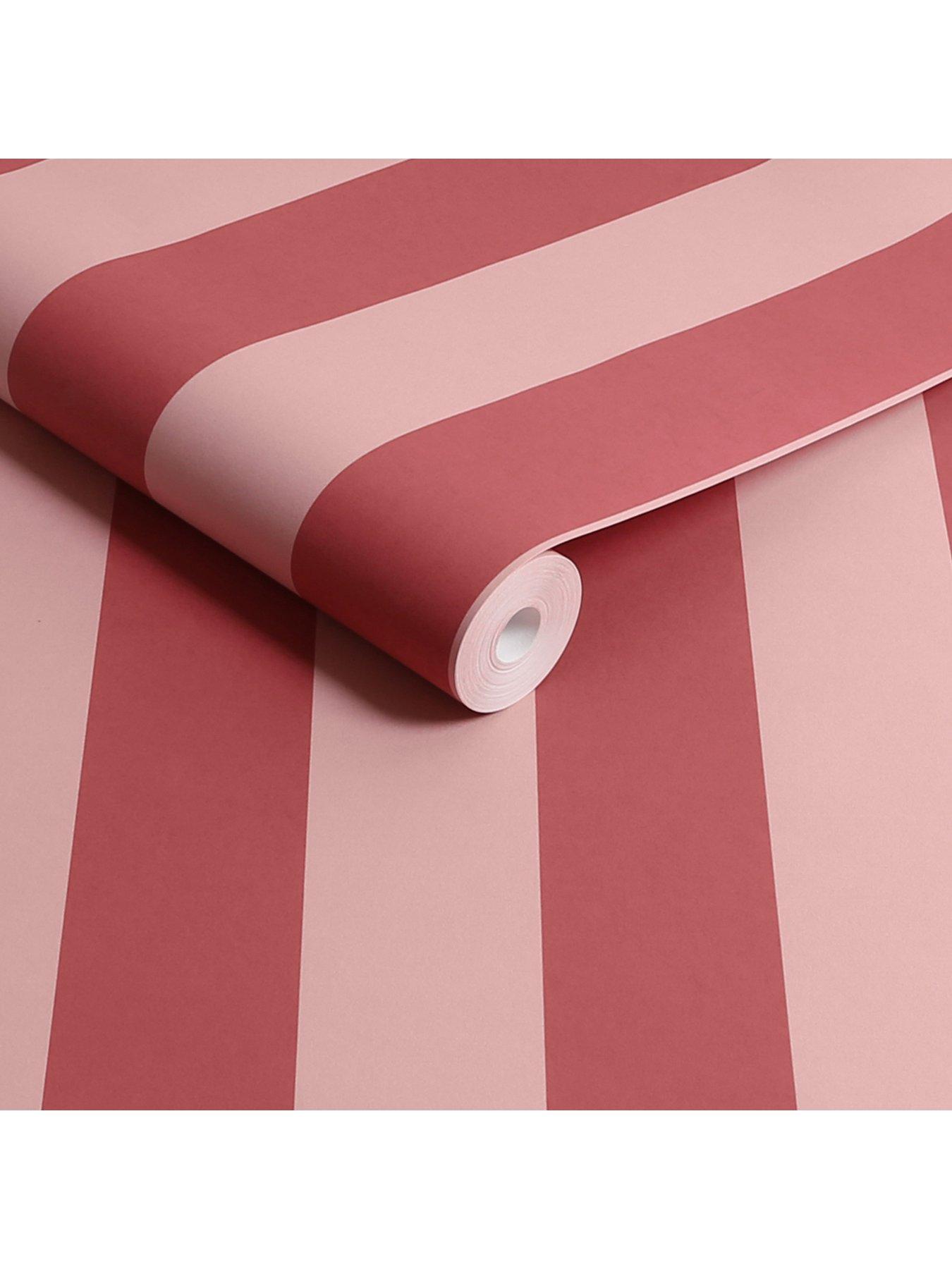  image of cath-kidston-canopy-stripe-pink-red-wallpaper