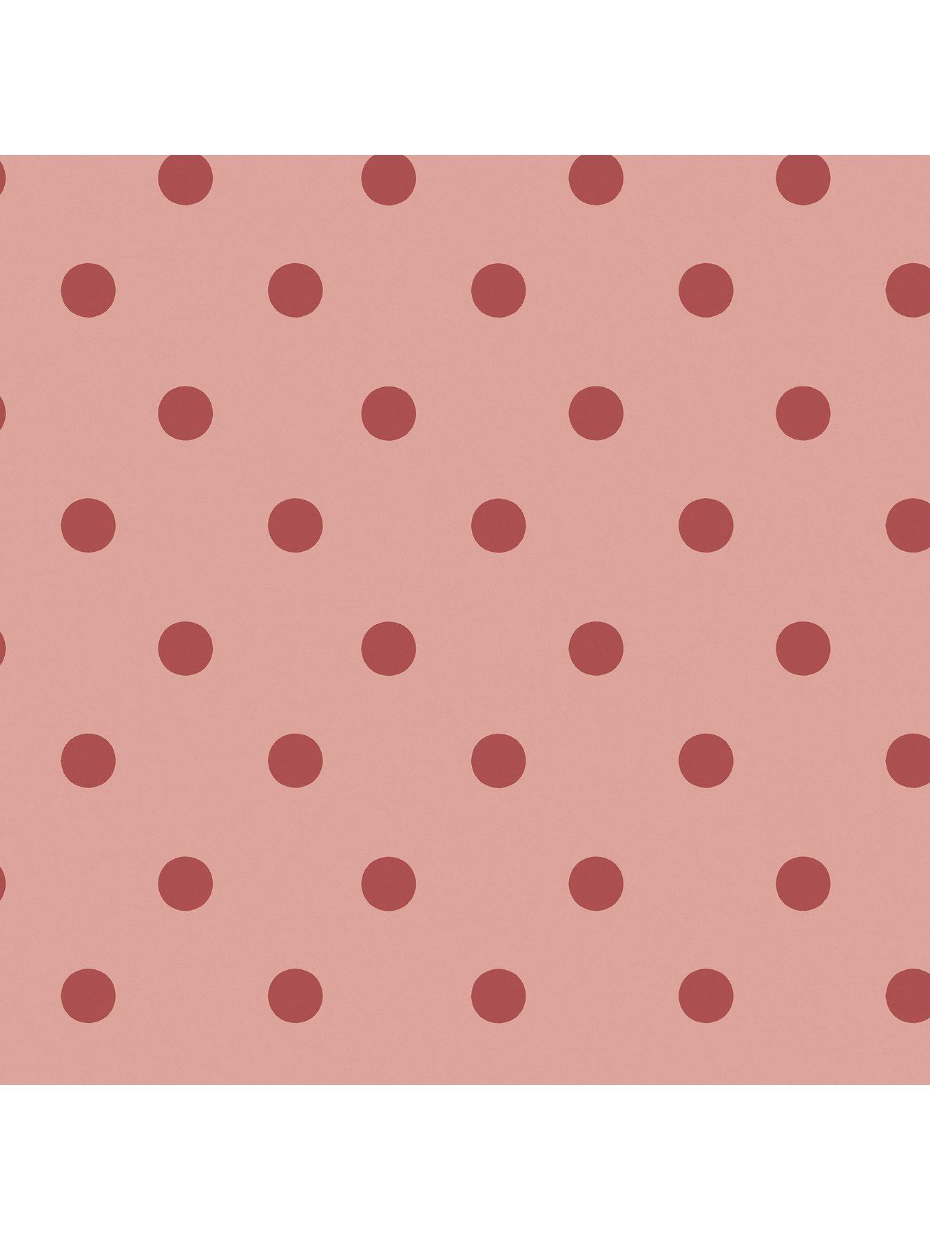  image of cath-kidston-button-spot-pink-red-wallpaper