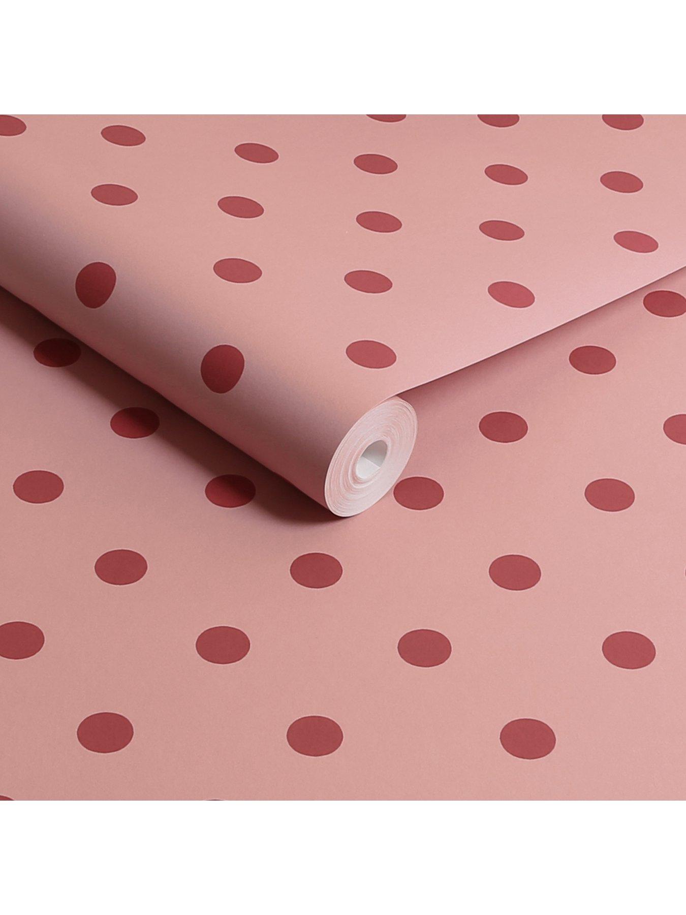  image of cath-kidston-button-spot-pink-red-wallpaper