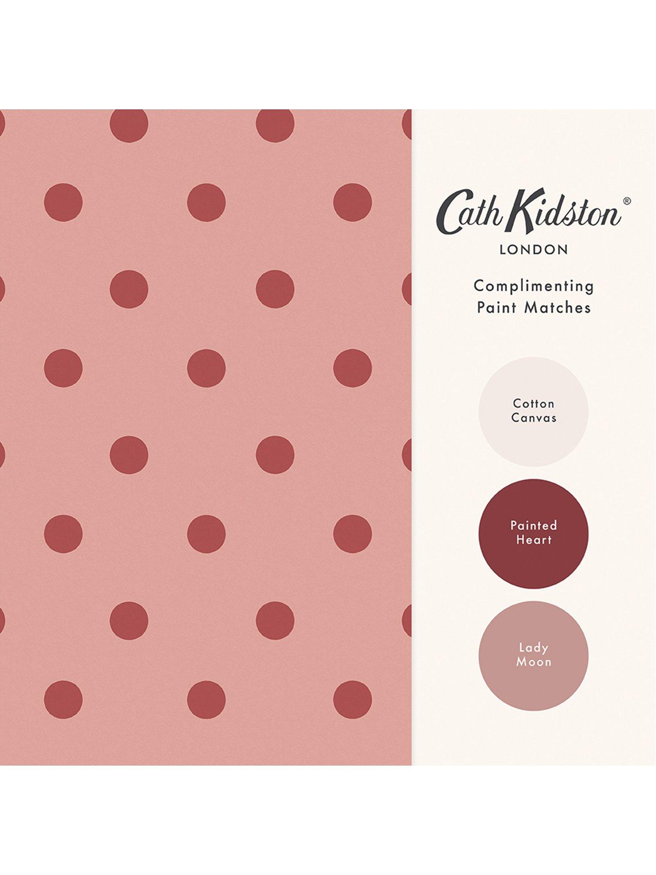  image of cath-kidston-button-spot-pink-red-wallpaper