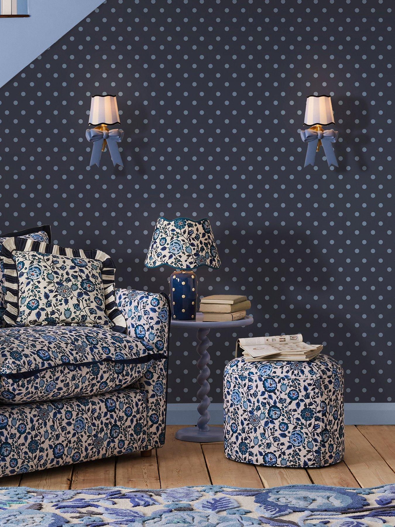  image of cath-kidston-button-spot-navy-wallpaper
