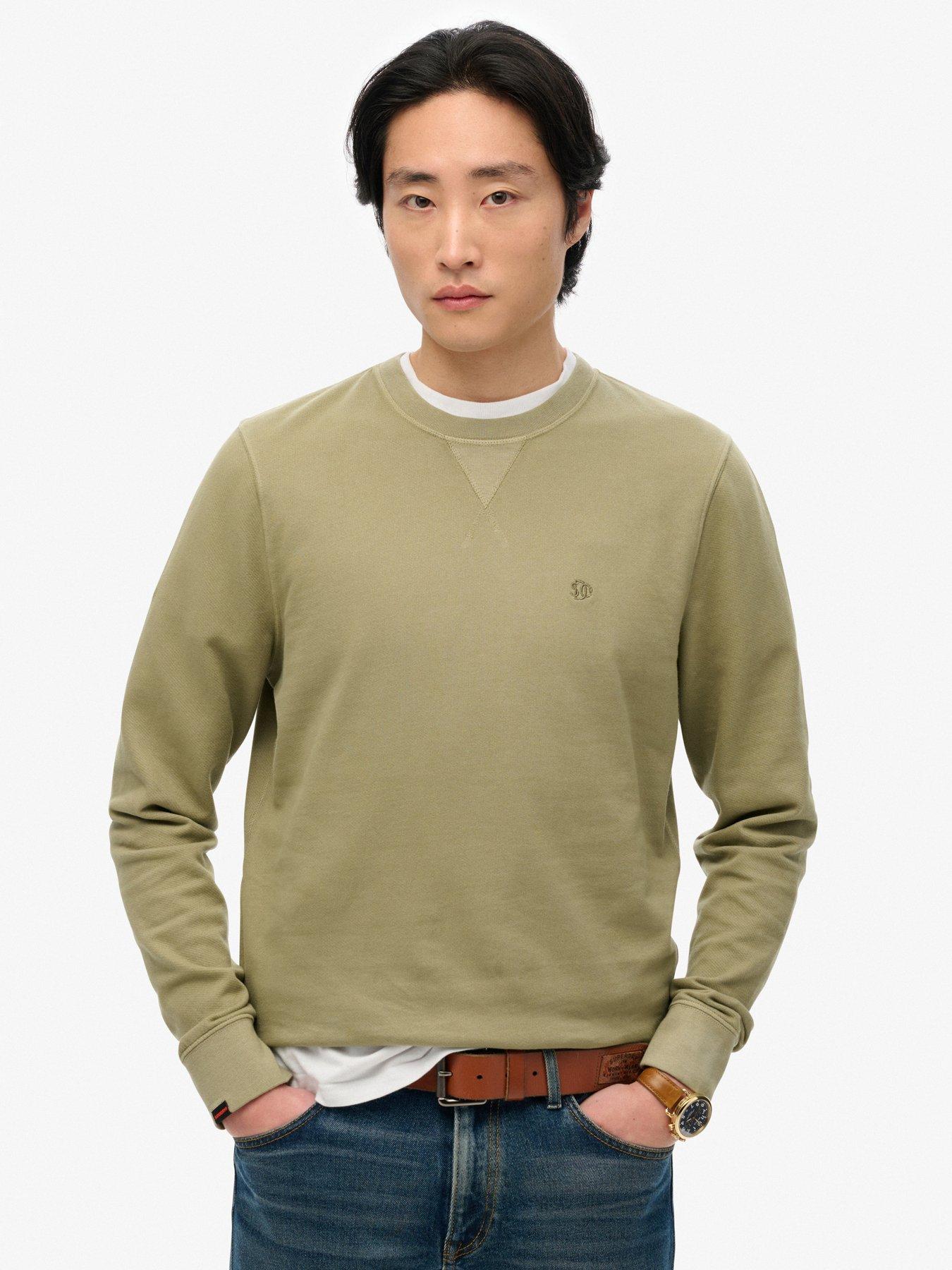 Superdry Classic Essential Crew Sweat Top- Light Khaki