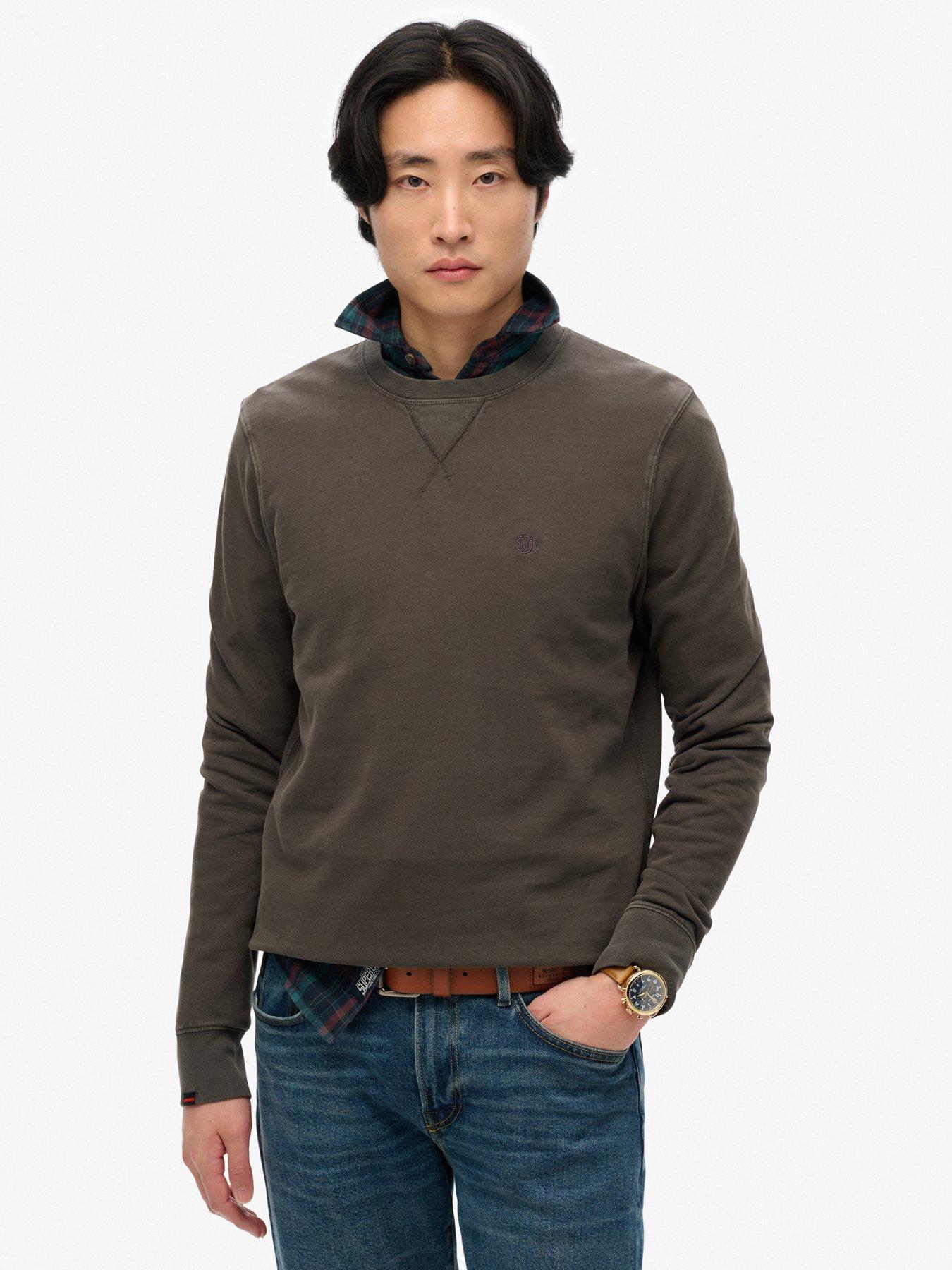  image of superdry-classic-essential-crew-sweat-top--black
