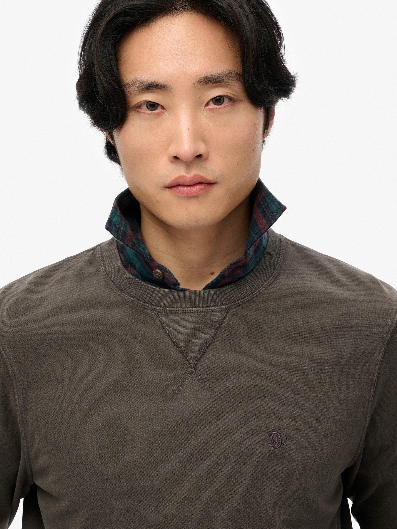  image of superdry-classic-essential-crew-sweat-top--black