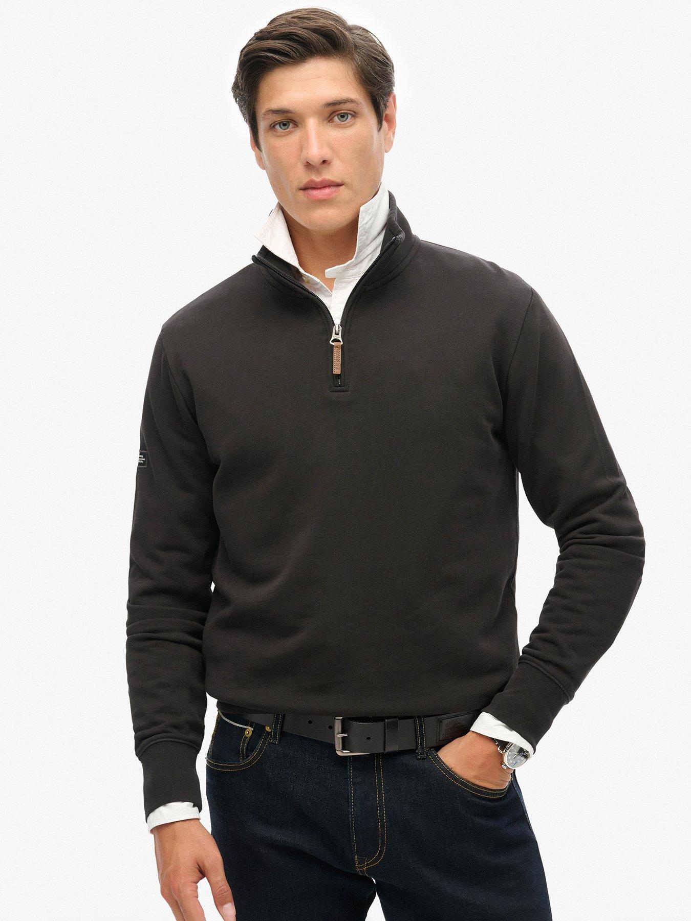  image of superdry-core-logo-henley-half-zip-sweat-top-black