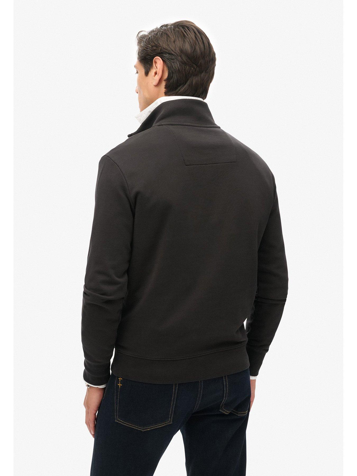  image of superdry-core-logo-henley-half-zip-sweat-top-black
