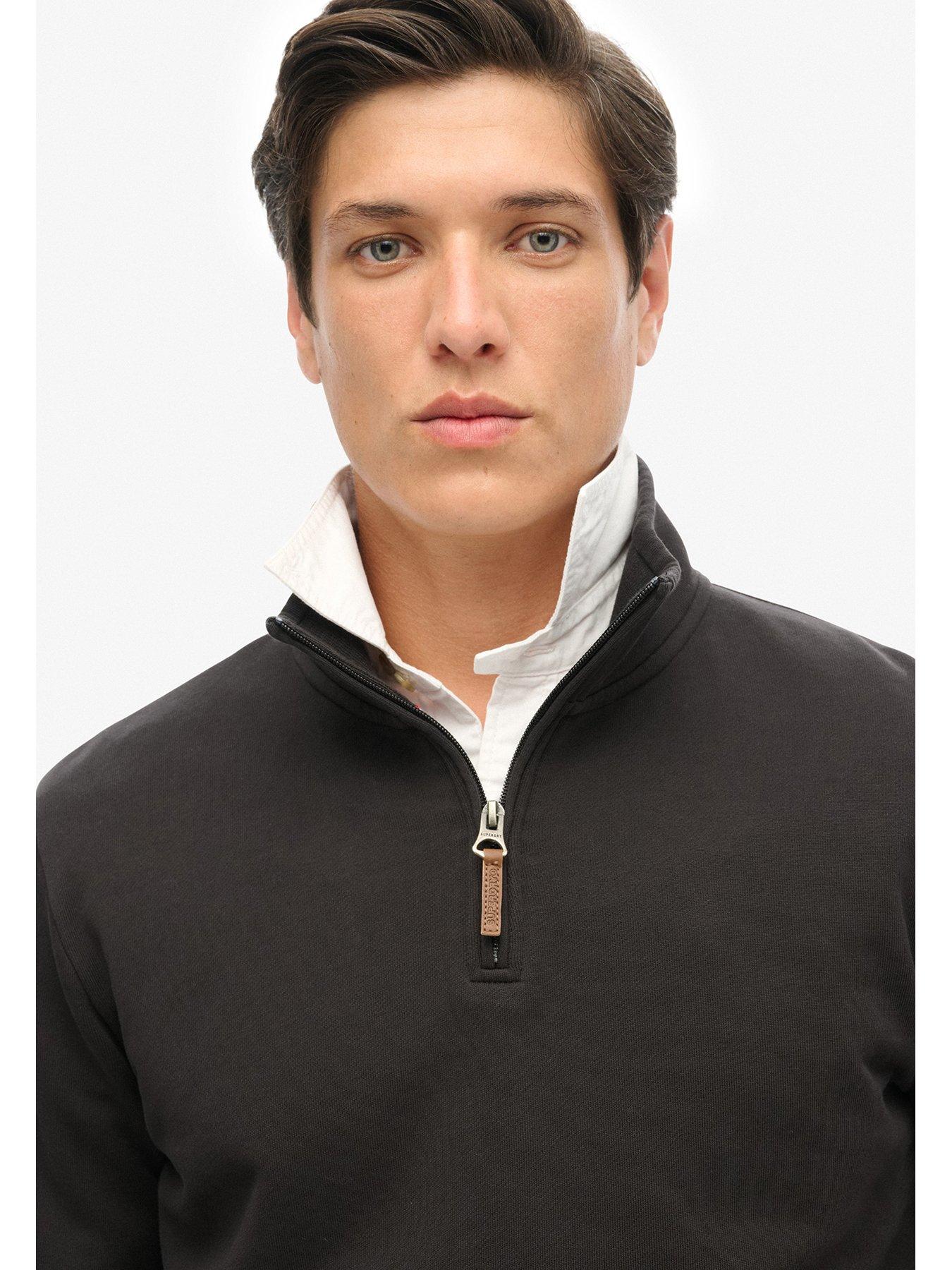  image of superdry-core-logo-henley-half-zip-sweat-top-black