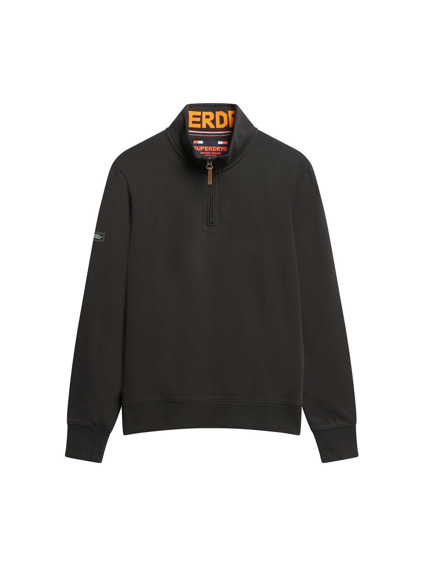 image of superdry-core-logo-henley-half-zip-sweat-top-black