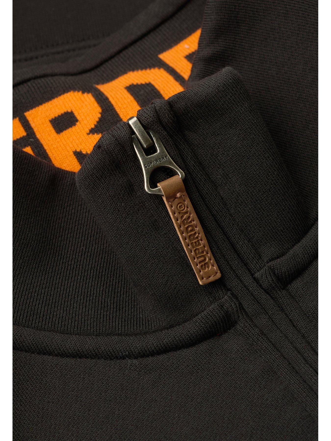  image of superdry-core-logo-henley-half-zip-sweat-top-black