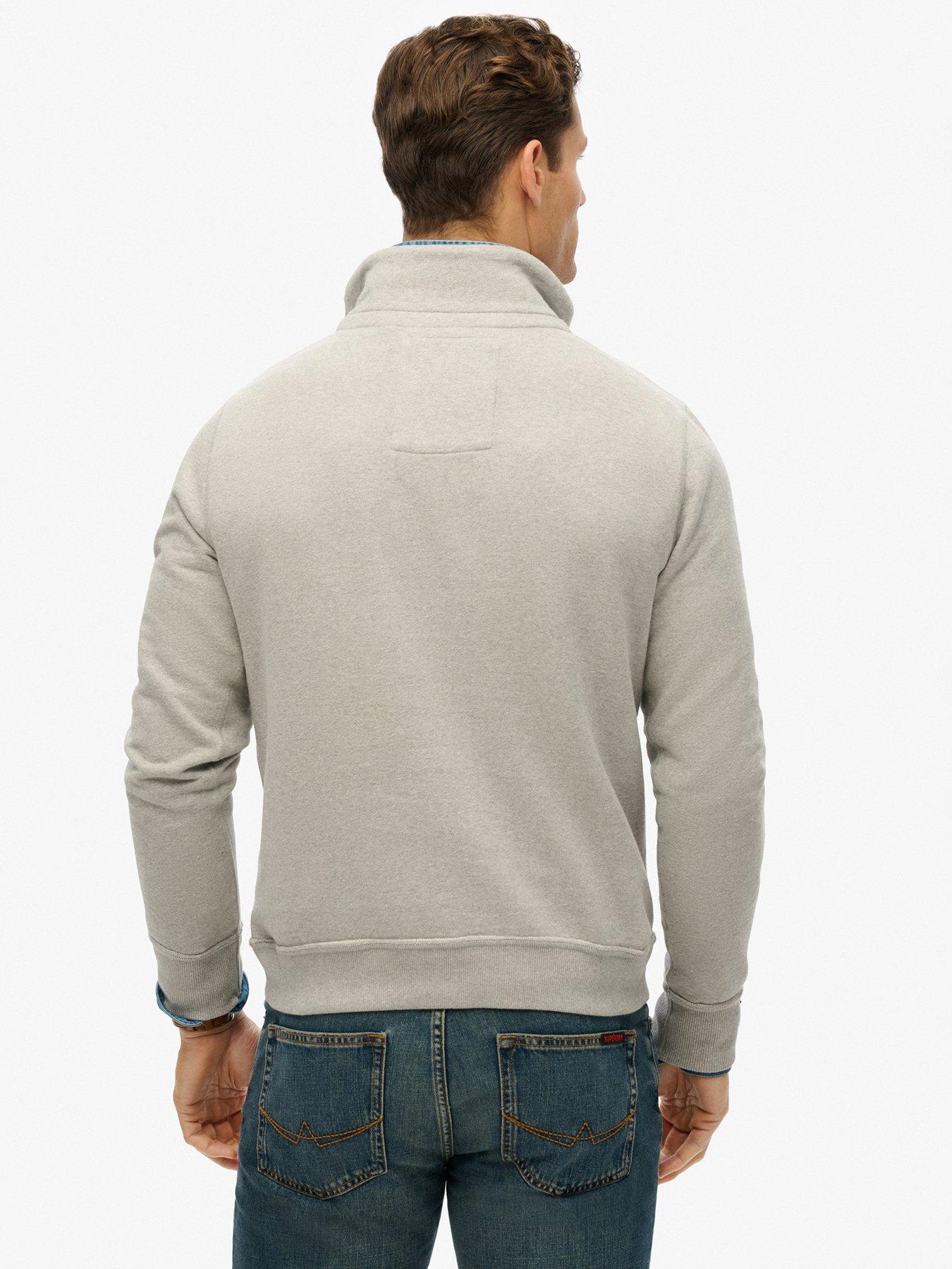 Image 2 of 5 of Superdry Vintage Athletic Logo Henley Crew Sweat Top- Light Grey