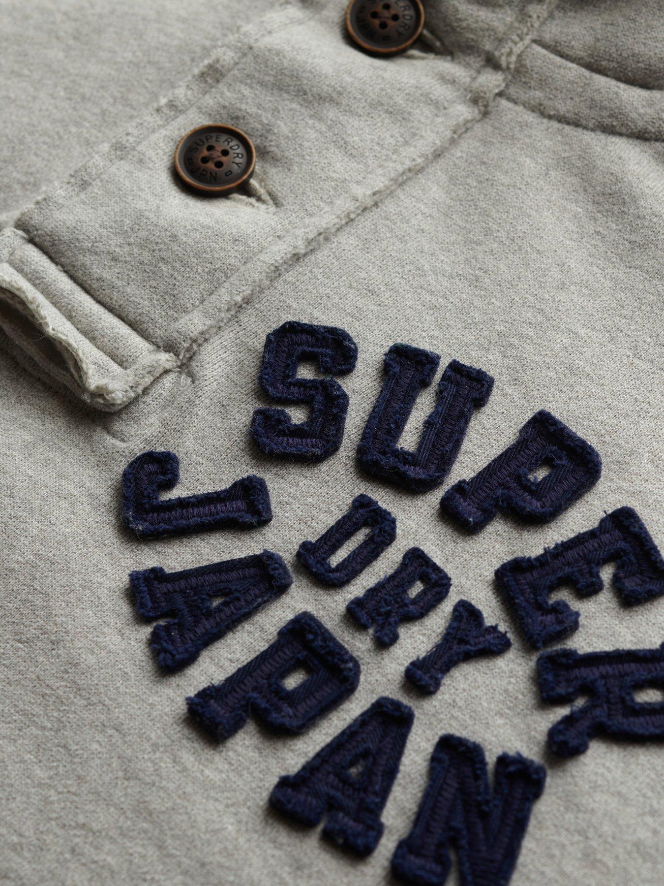 Image 4 of 5 of Superdry Vintage Athletic Logo Henley Crew Sweat Top- Light Grey