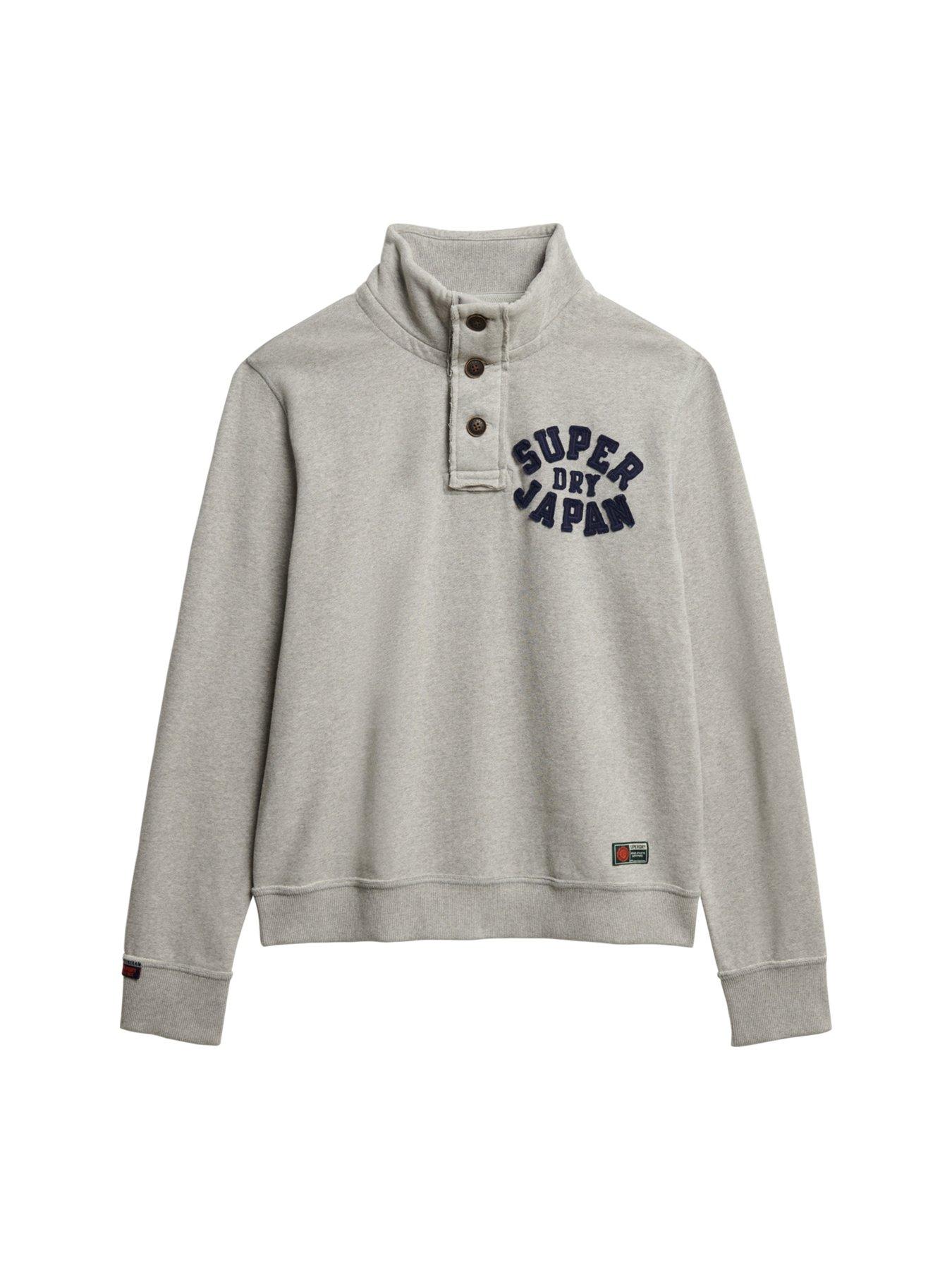 Image 5 of 5 of Superdry Vintage Athletic Logo Henley Crew Sweat Top- Light Grey