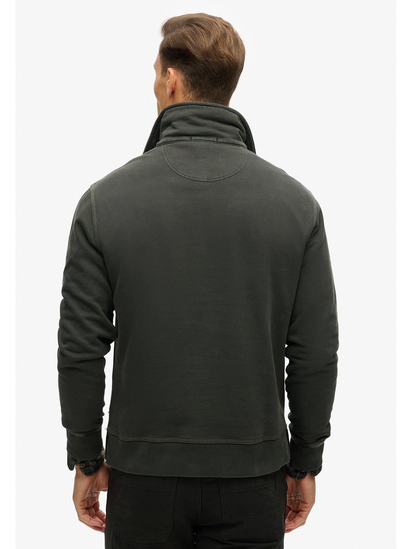  image of superdry-contrast-stitch-half-zip-sweat-top-black