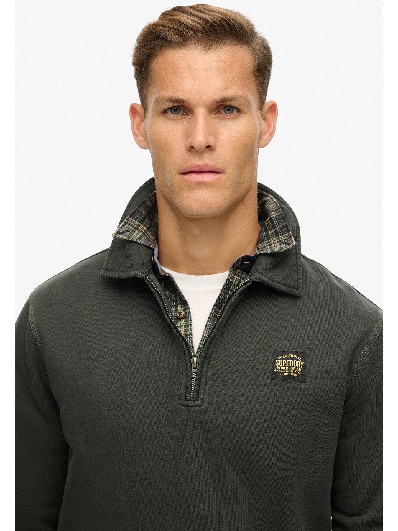  image of superdry-contrast-stitch-half-zip-sweat-top-black