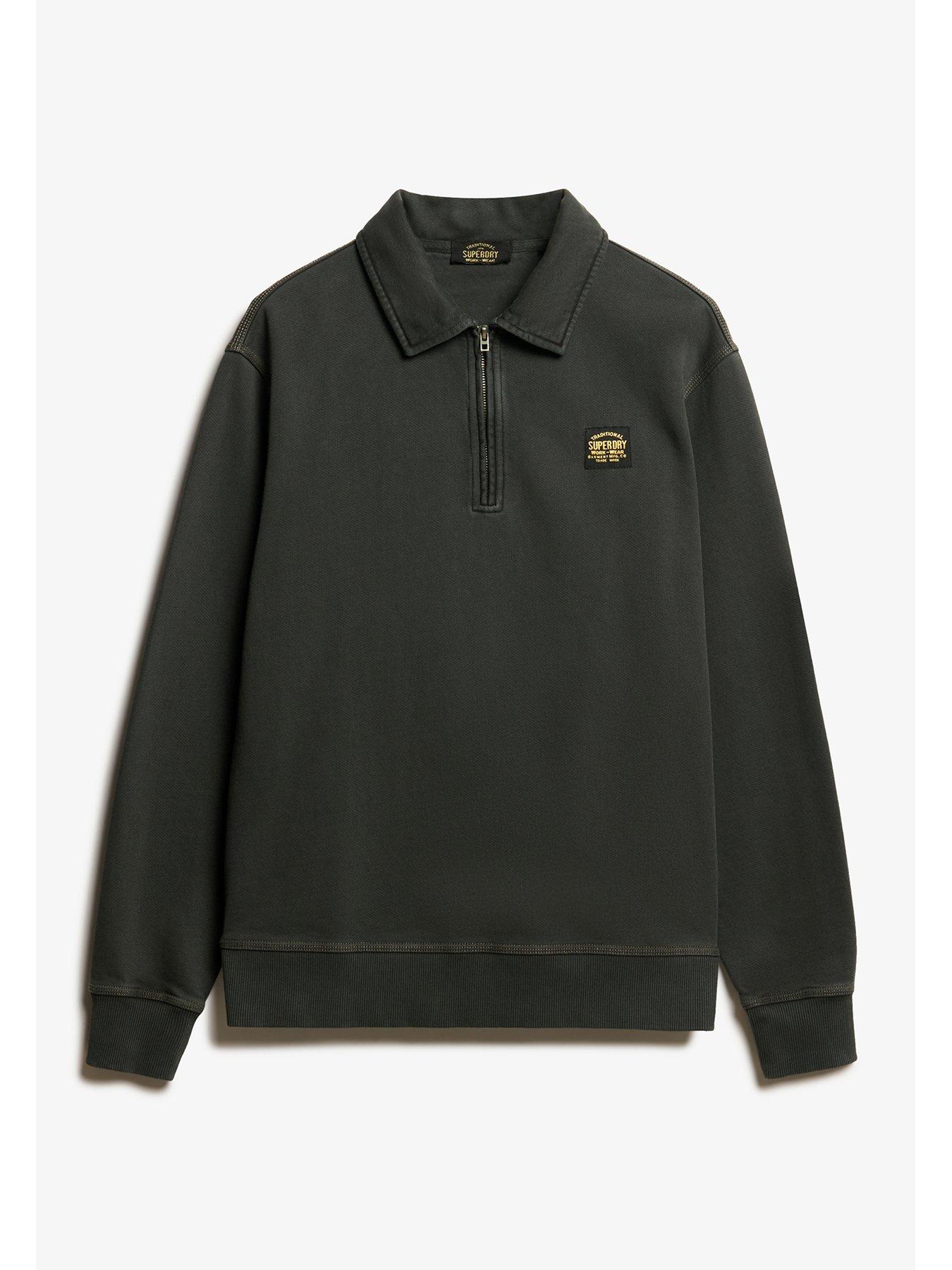  image of superdry-contrast-stitch-half-zip-sweat-top-black